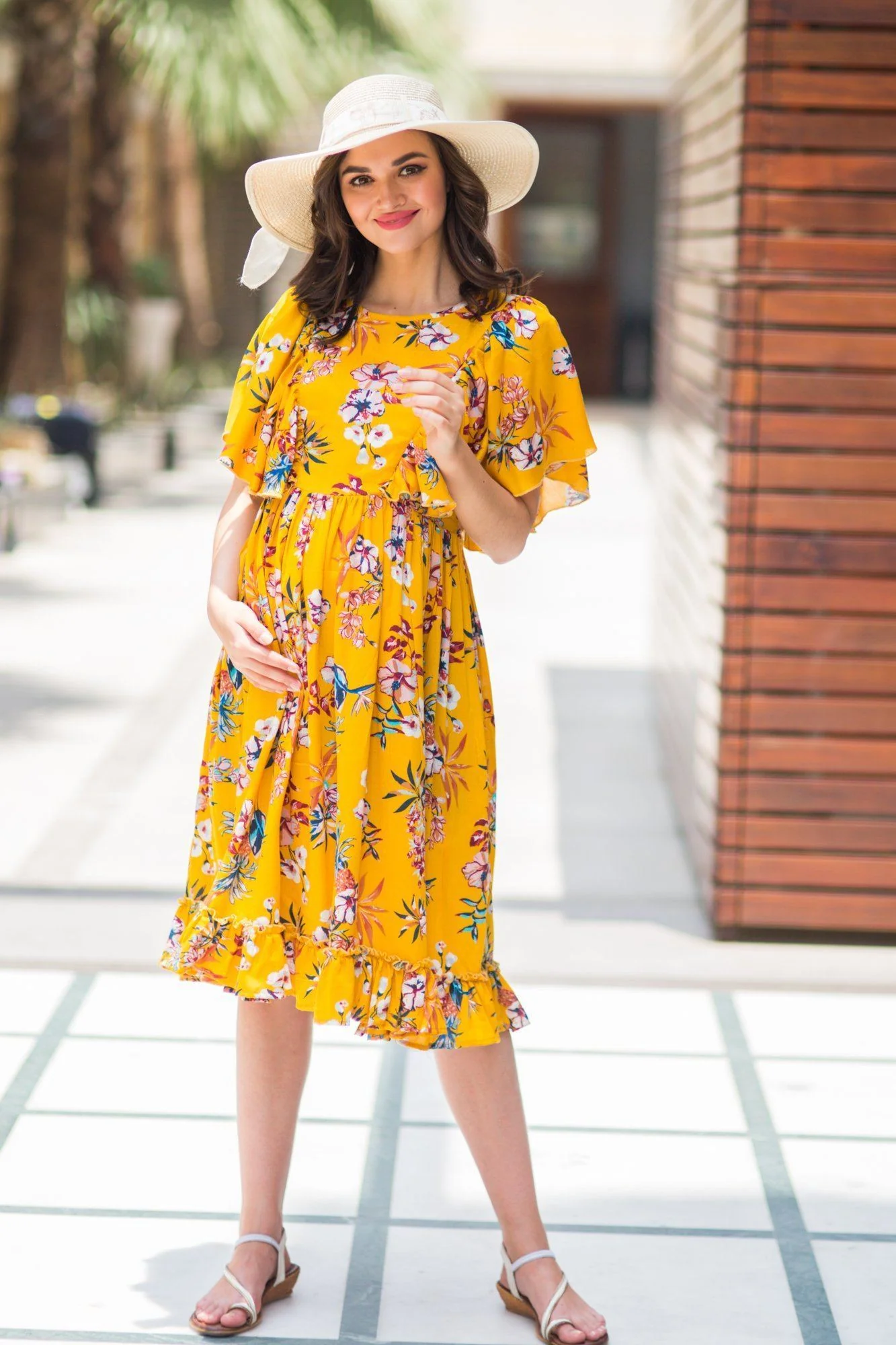 Marigold Maternity & Nursing Flap Dress - Chenance