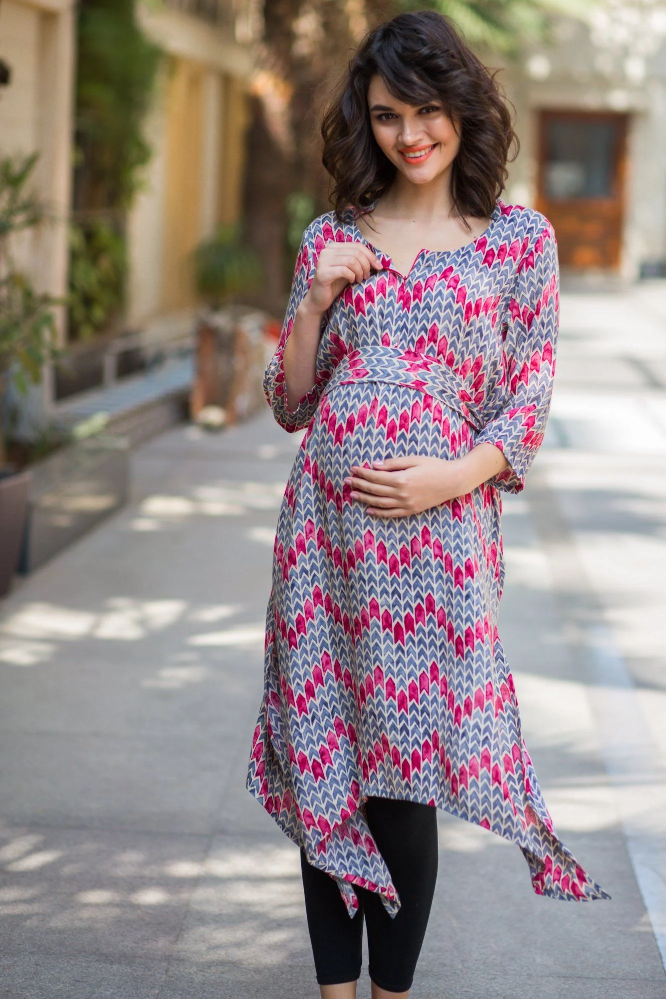 Orchid Zig Zag Maternity & Nursing Kurta - Chenance