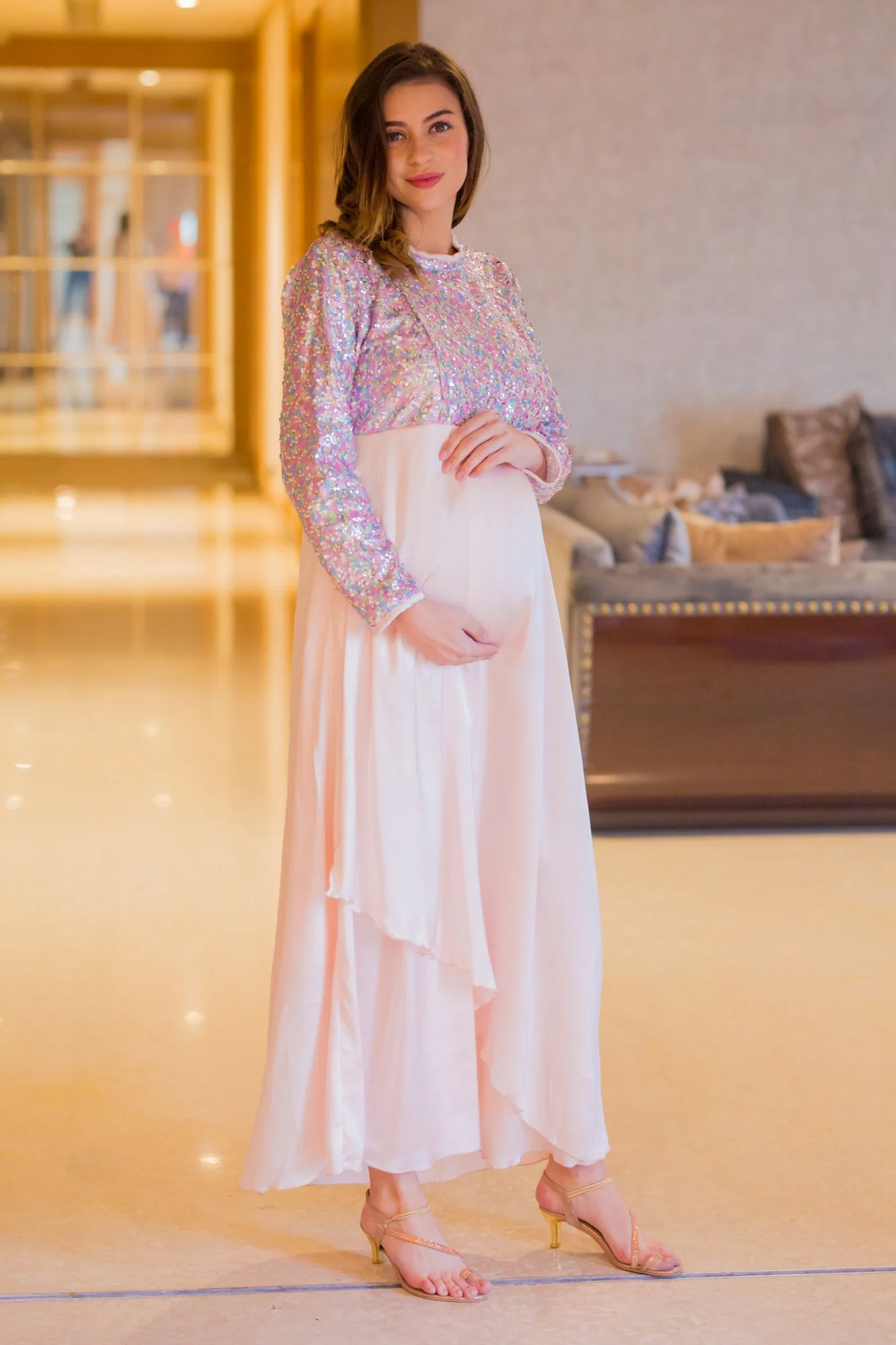 Peppy Sequin Maternity & Nursing Dress - Chenance