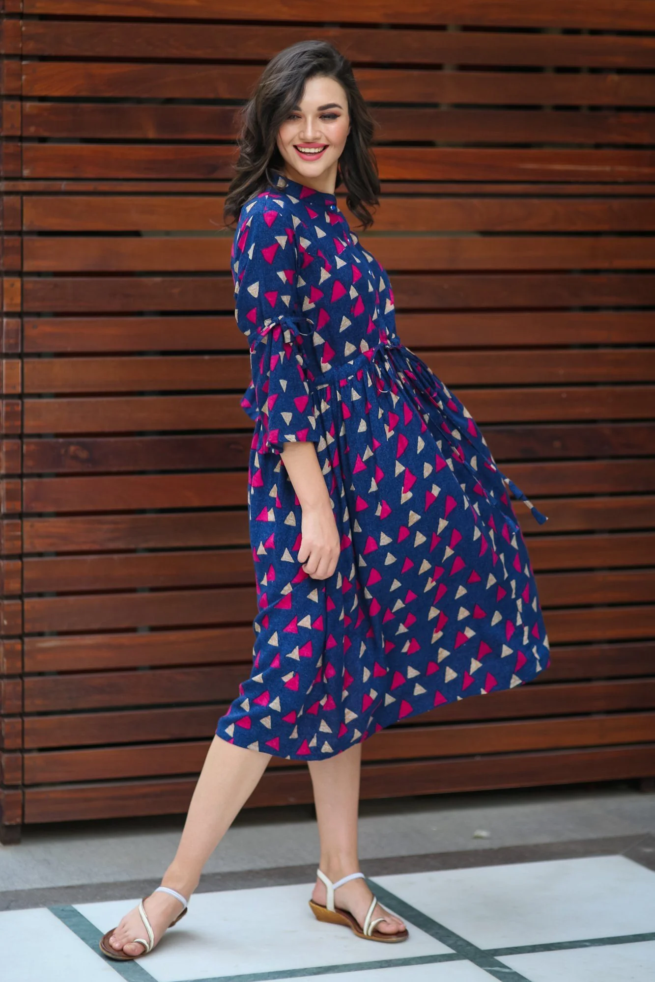 Playful Triangle Tie Maternity & Nursing Kurta Dress - Chenance