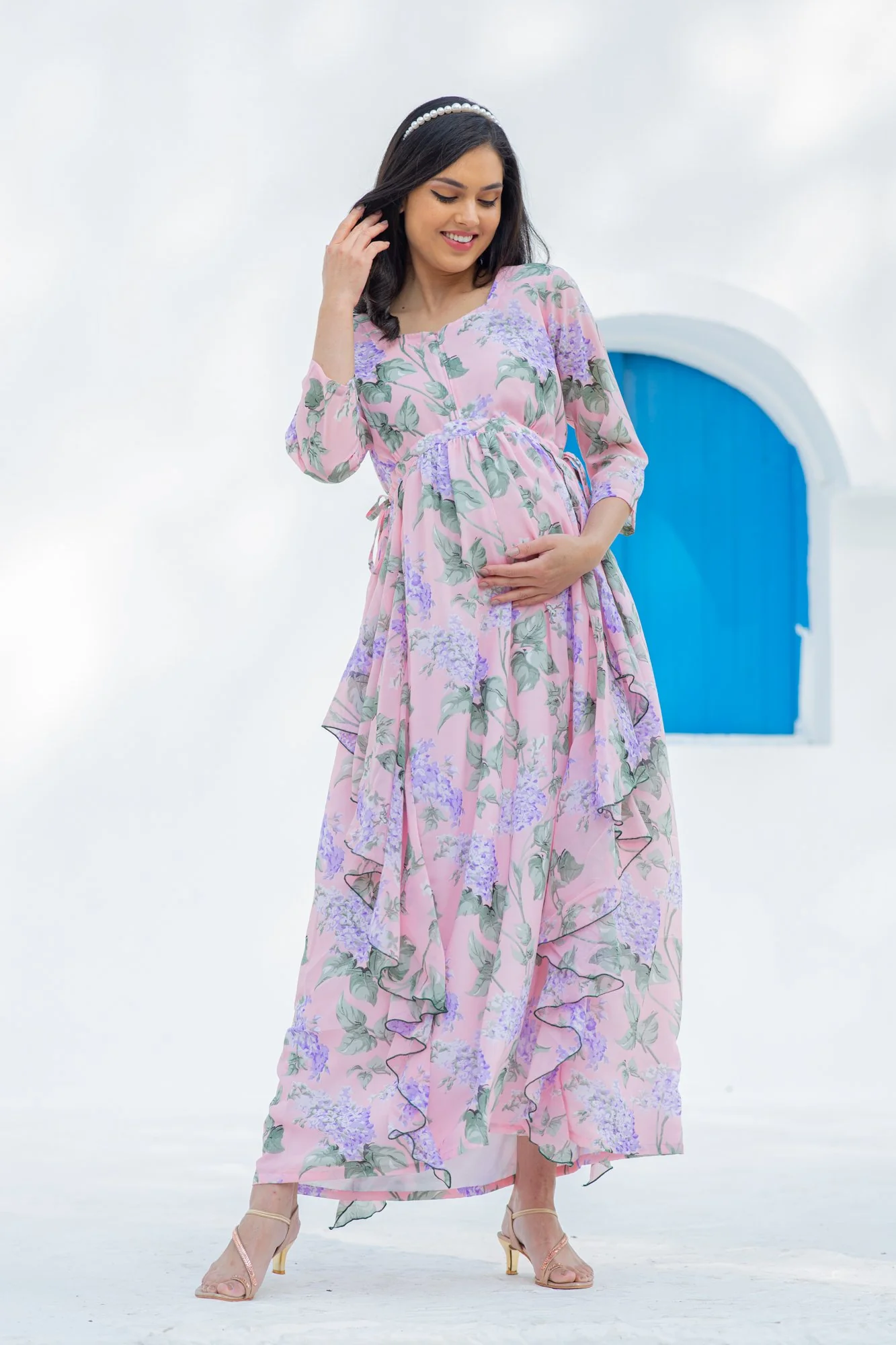 Serene Blossom Maternity & Nursing Flow Dress - Chenance
