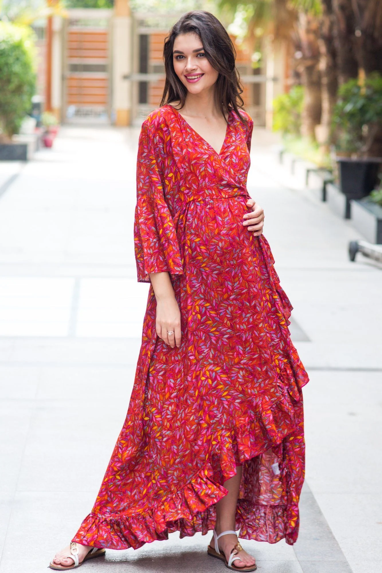 Crimson Frill Maternity & Nursing Wrap Dress - Chenance