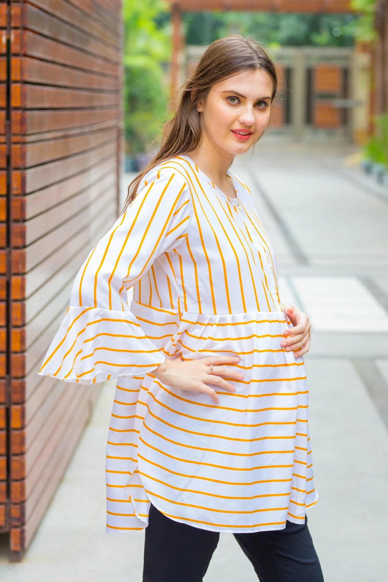 Pristine Yellow Striped Nursing Top - Chenance