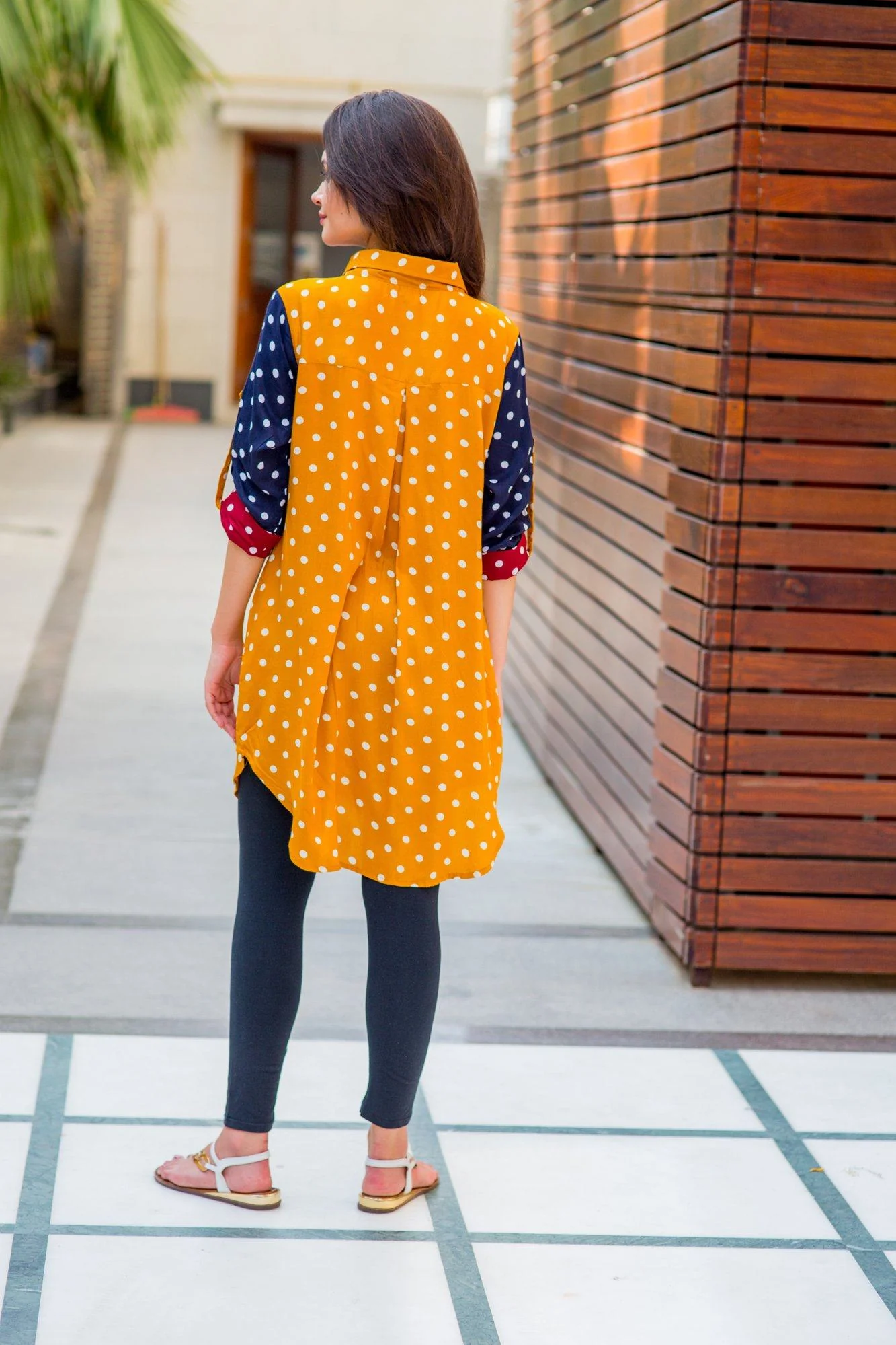 Multi Polka Versatile Nursing Shirt Dress - Chenance