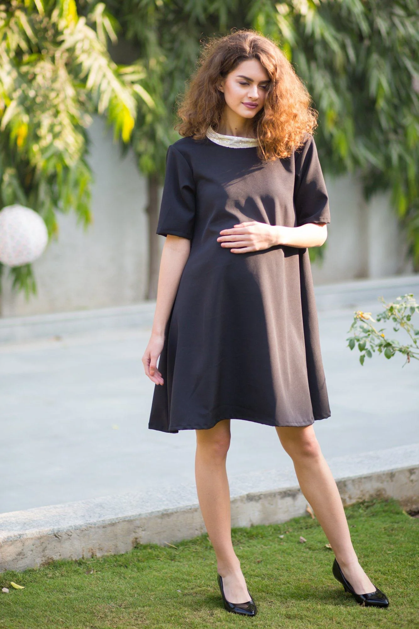 Premium Crepe Maternity Swing Dress - Chenance