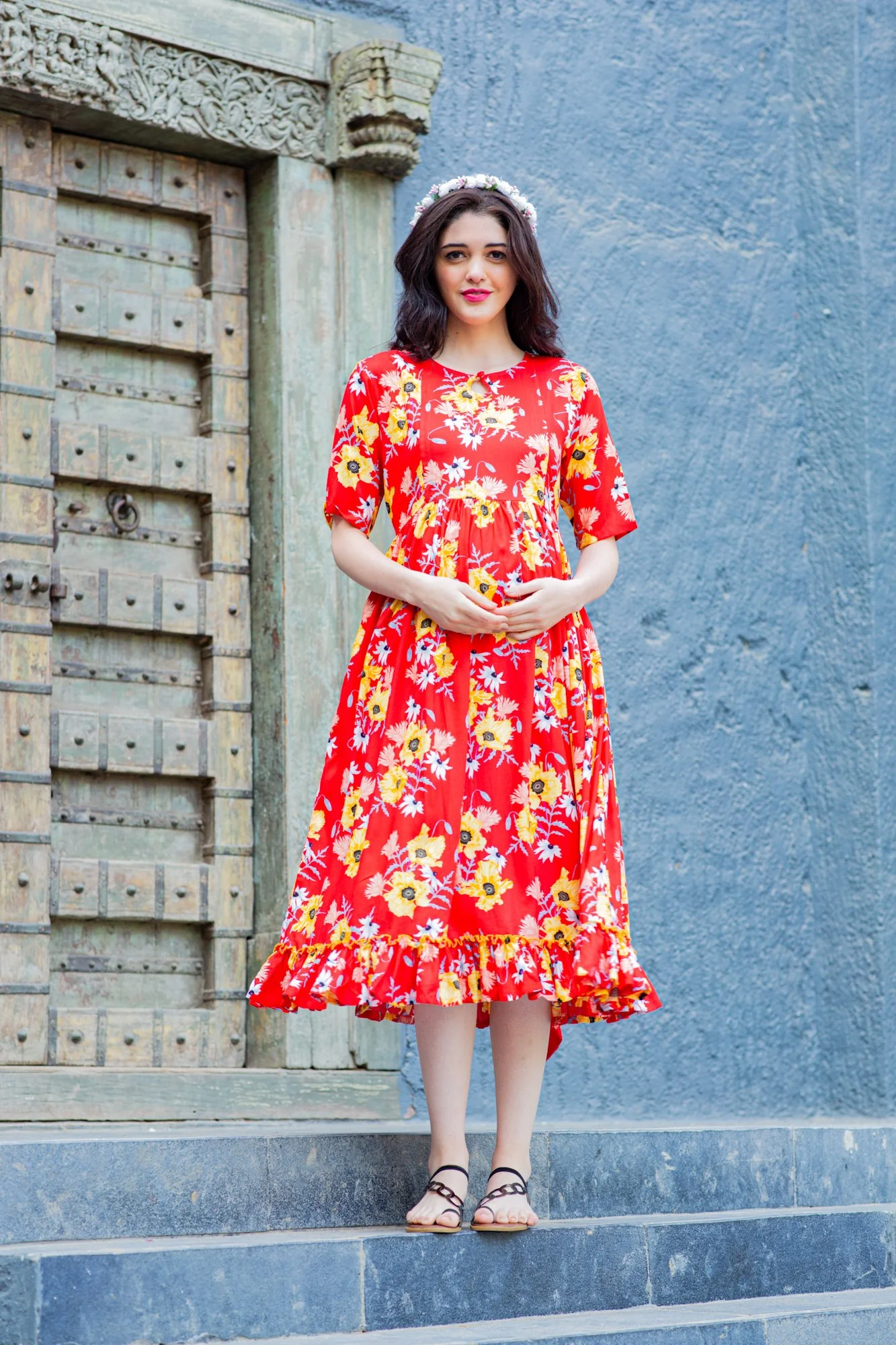 Candy Blossom Concealed Zips Nursing Dress - Chenance