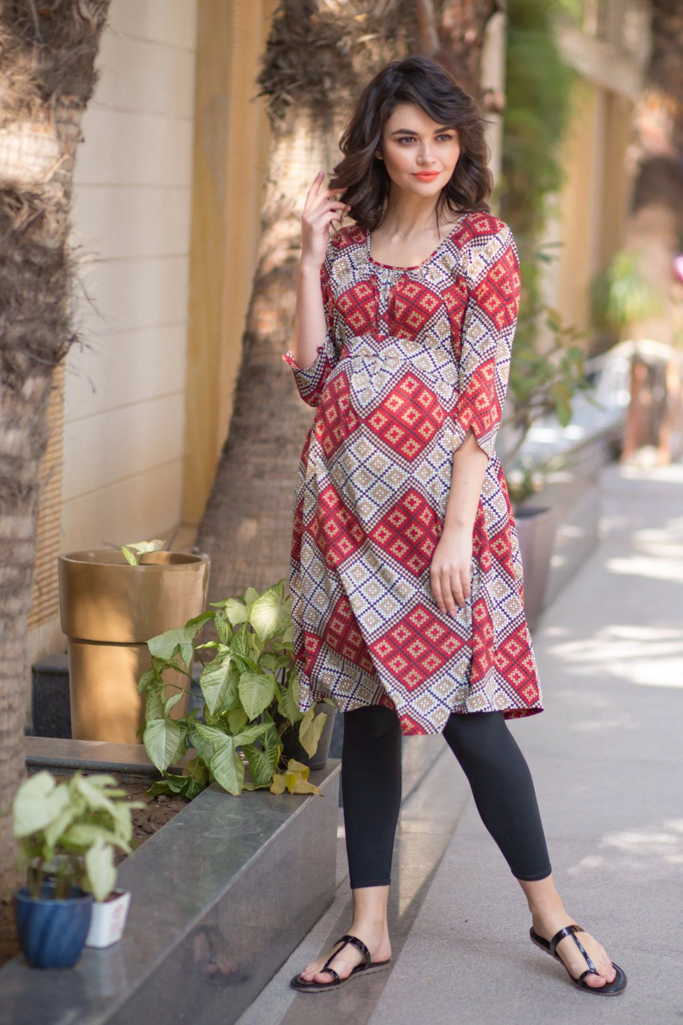 Crimson Red Maternity Kurta - Chenance