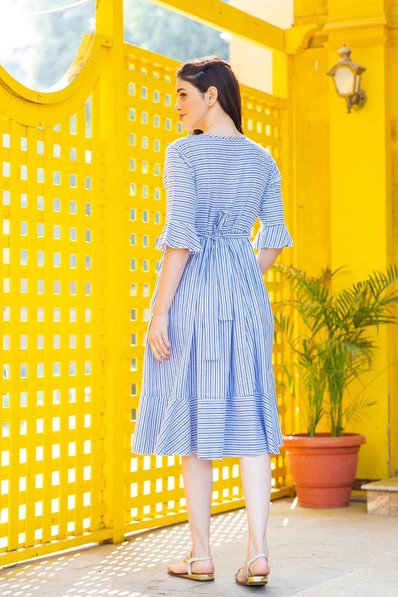 Serene Striped Maternity & Nursing Dress - Chenance