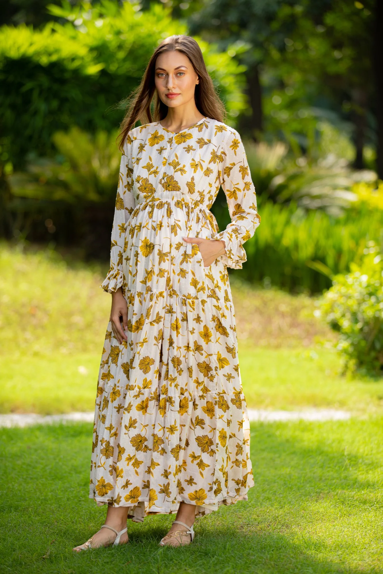 Calm Canary Maternity & Nursing Layer Dress - Chenance