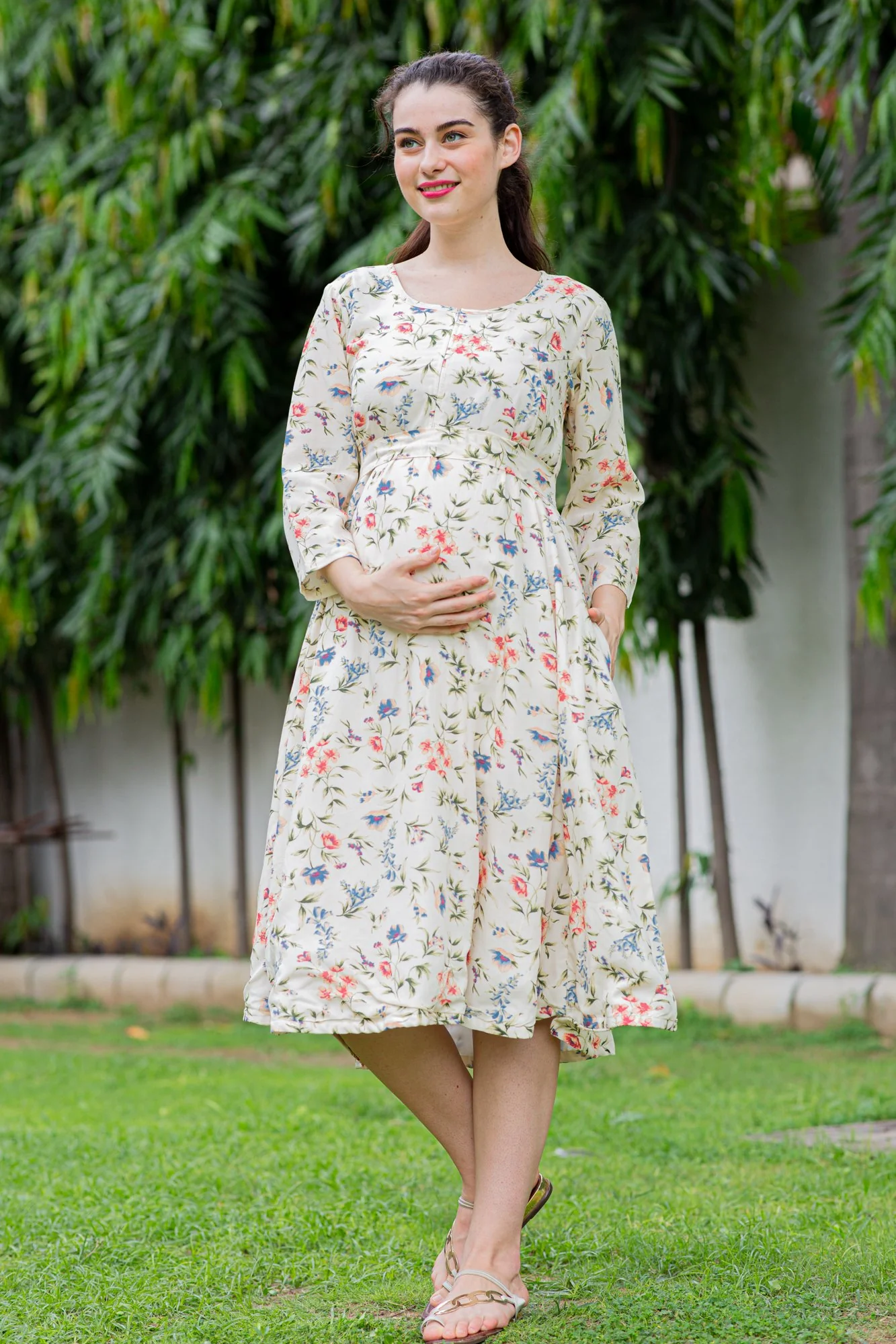 Serene Maternity & Nursing Dual Cowl Dress Kurta - Chenance