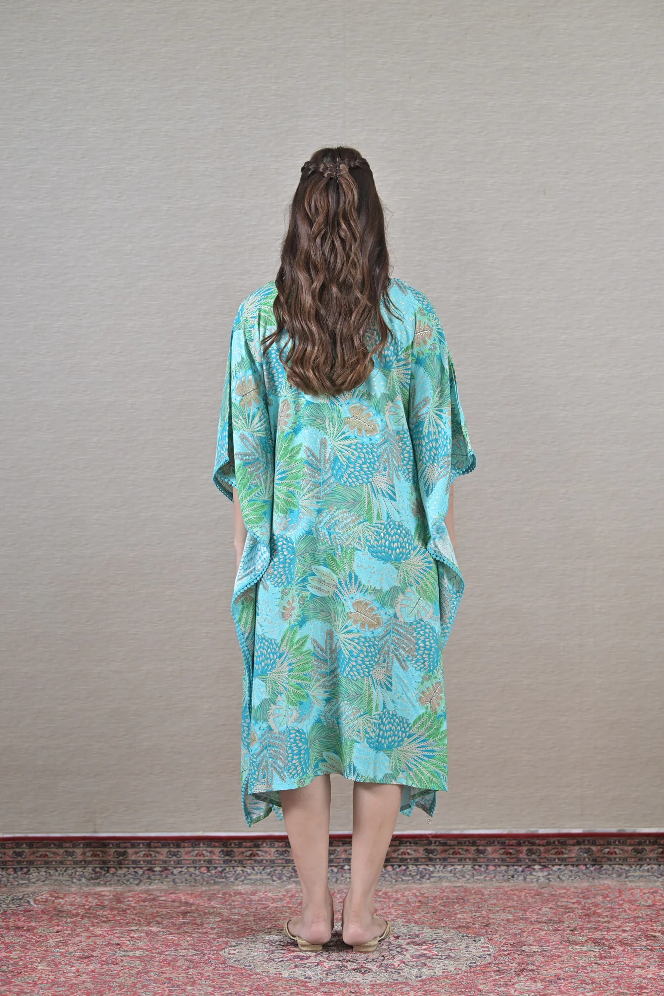 Mint Leafy Maternity & Nursing Kaftan (100% Cotton) - Chenance