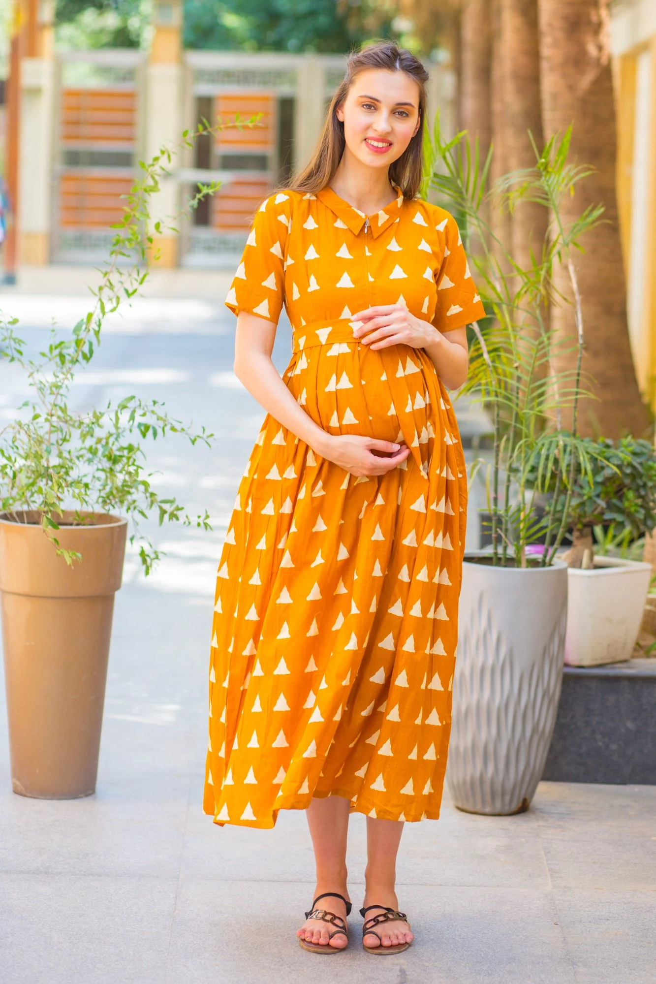 Tuscan Sunny Triangle Maternity & Nursing Dress - Chenance
