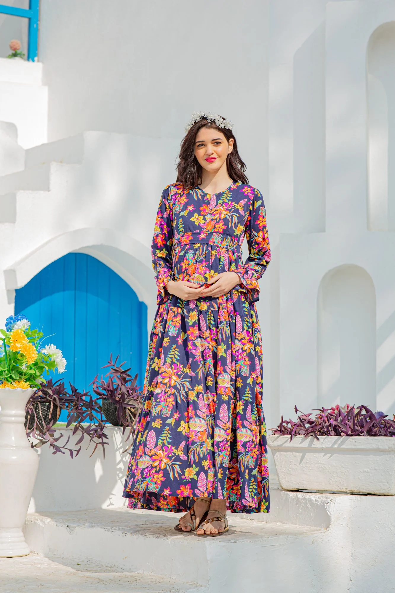 Joyful Blossom Maternity & Nursing Layer Dress - Chenance