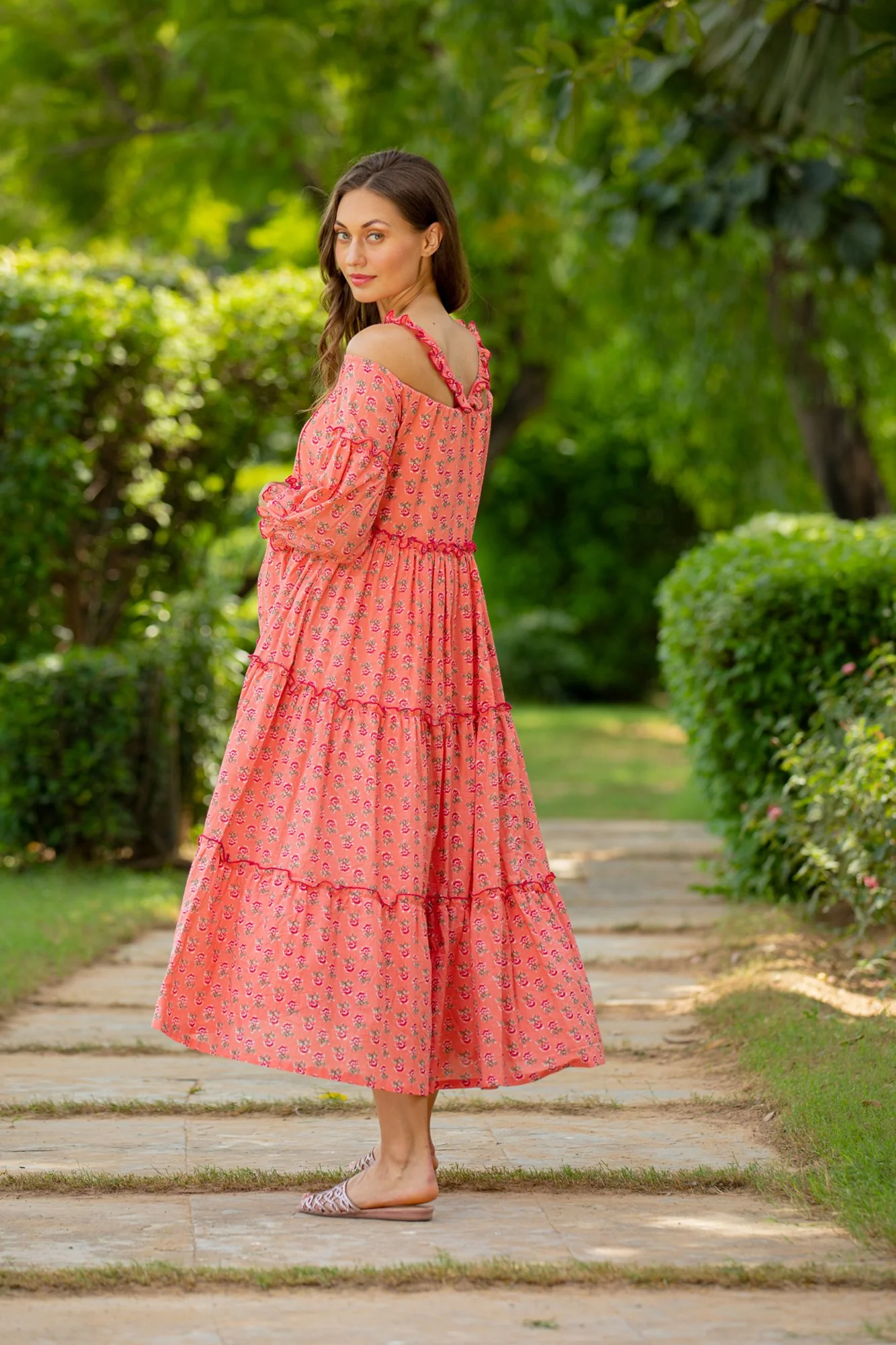 Peony Pink Maternity & Nursing Frill Cotton Dress - Chenance