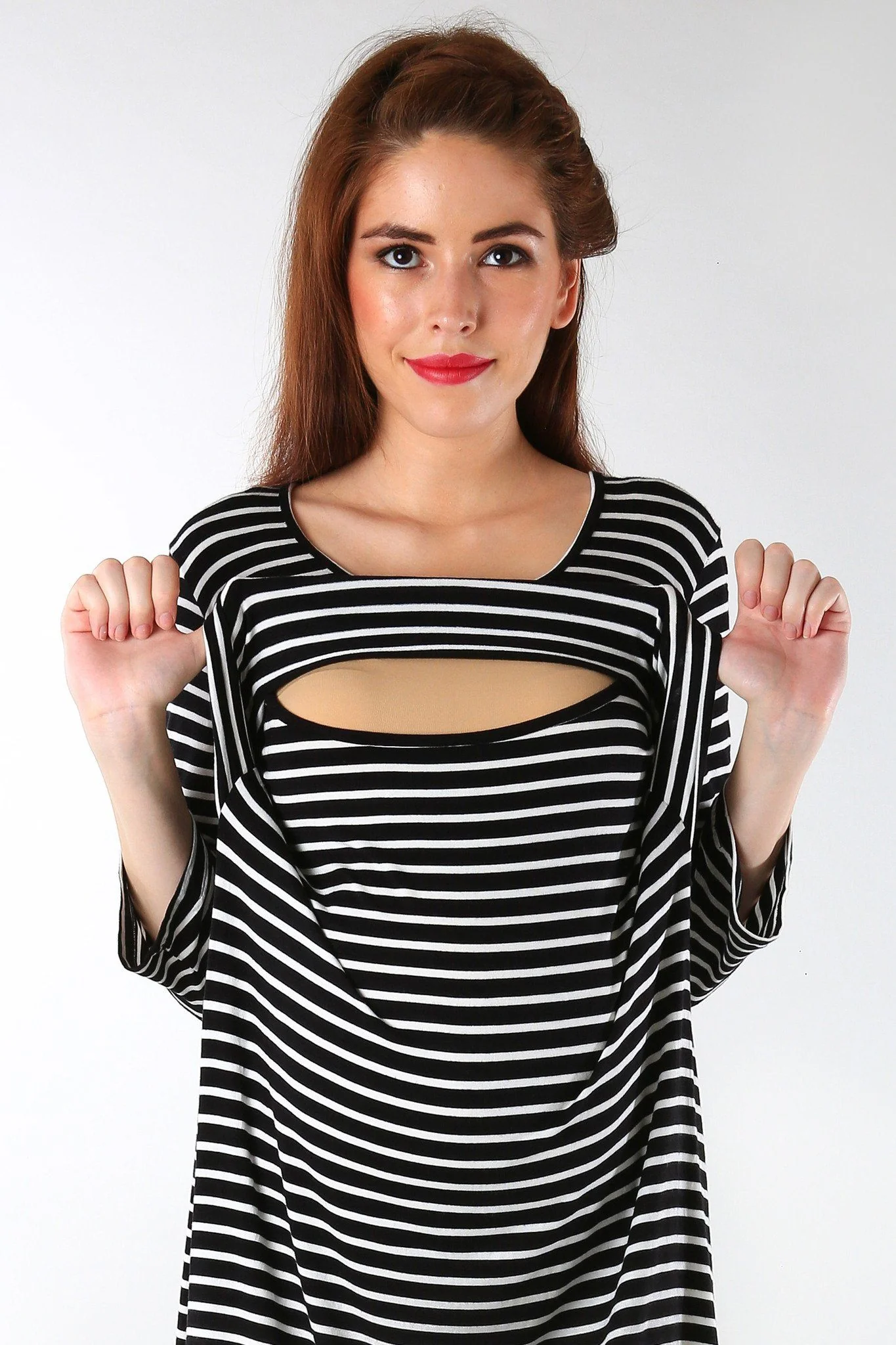 Nautical Striped Maternity & Nursing Dress - Chenance