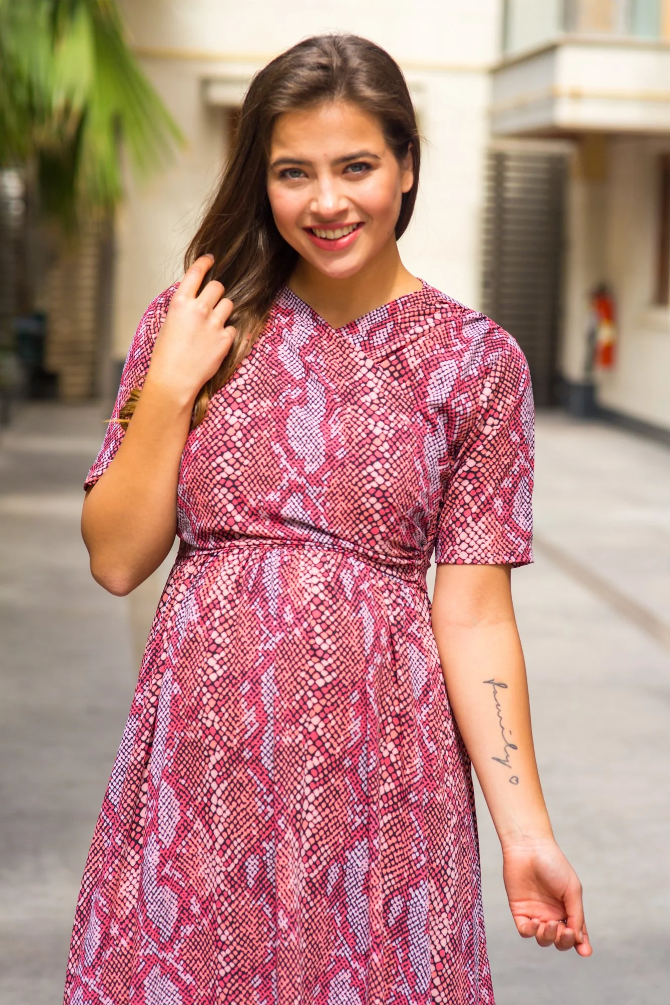 Bubblegum Pink Hi-Low Frill Maternity & Nursing Wrap Dress - Chenance