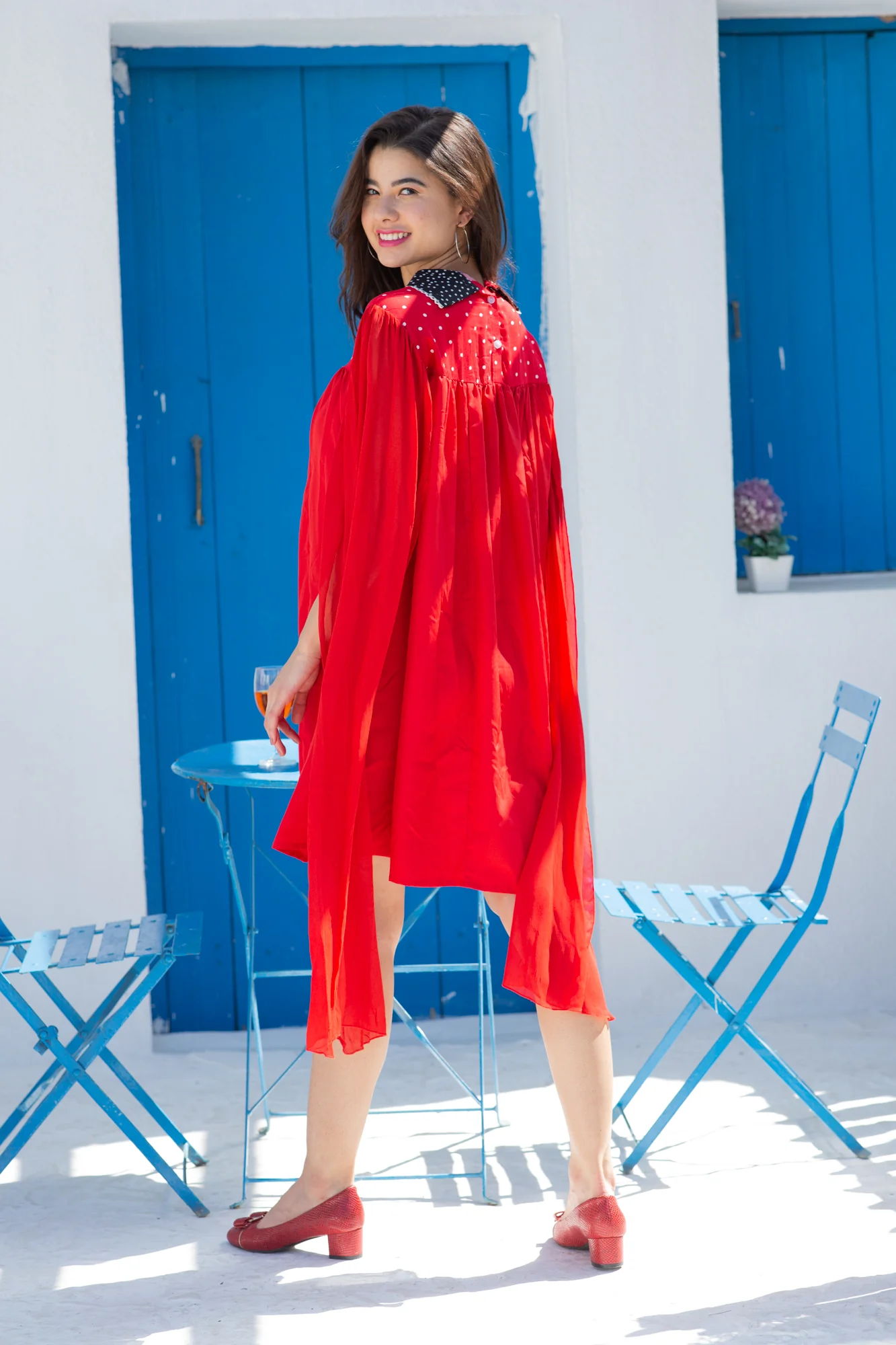 Royal Red Maternity & Nursing Knee Dress - Chenance