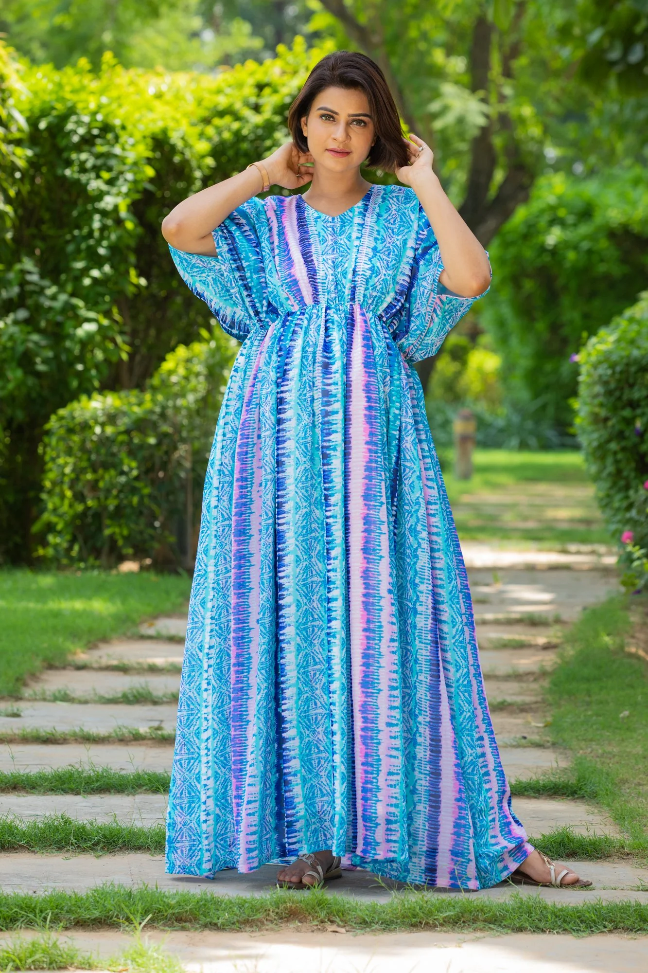 Aztec Waves Maternity Kaftan Dress - Chenance