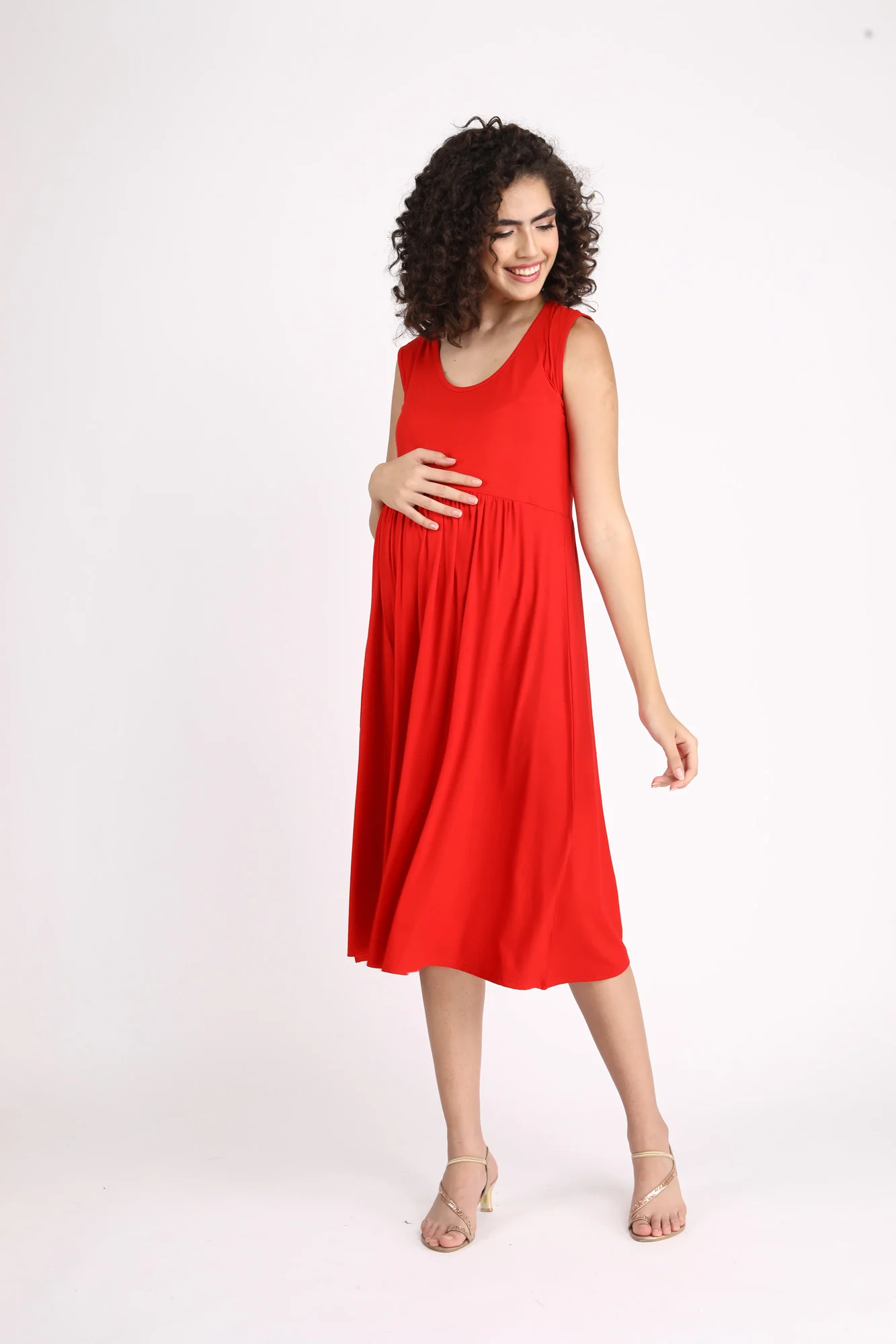 Sizzling Hot Red Maternity Knot Dress + Jacket (2pc) - Chenance