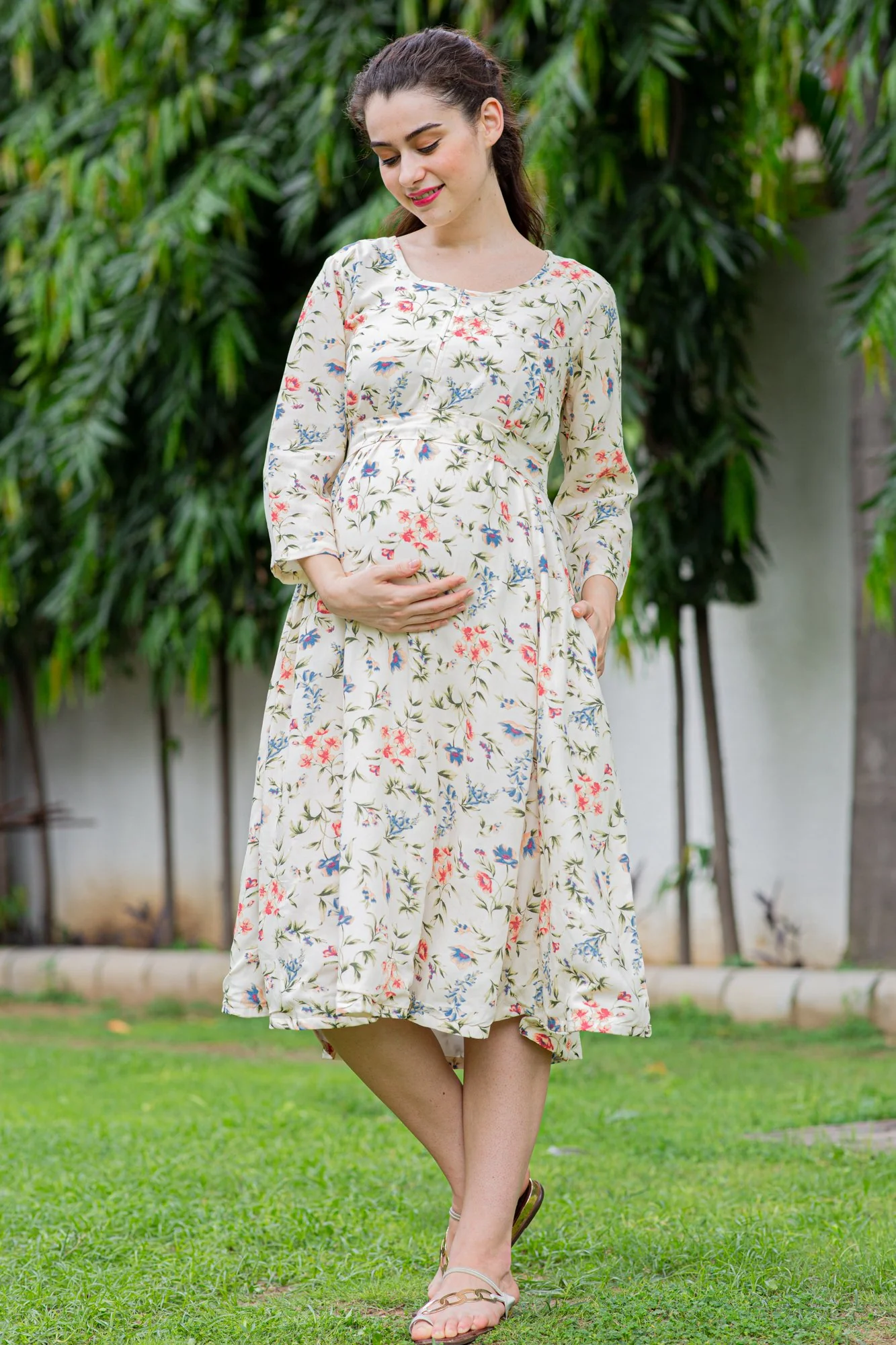 Serene Maternity & Nursing Dual Cowl Dress Kurta - Chenance