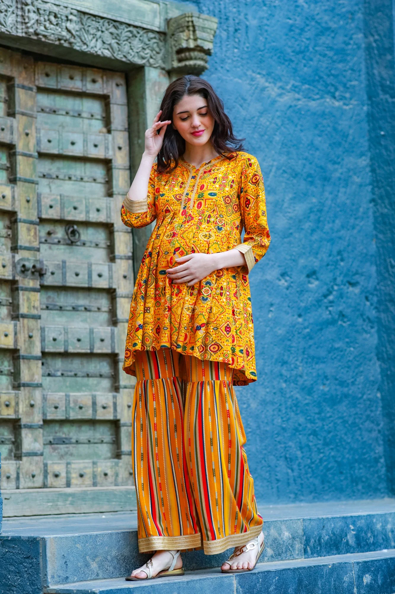 Marigold Ethnic Maternity & Nursing Suit Set (2 pc) - Chenance