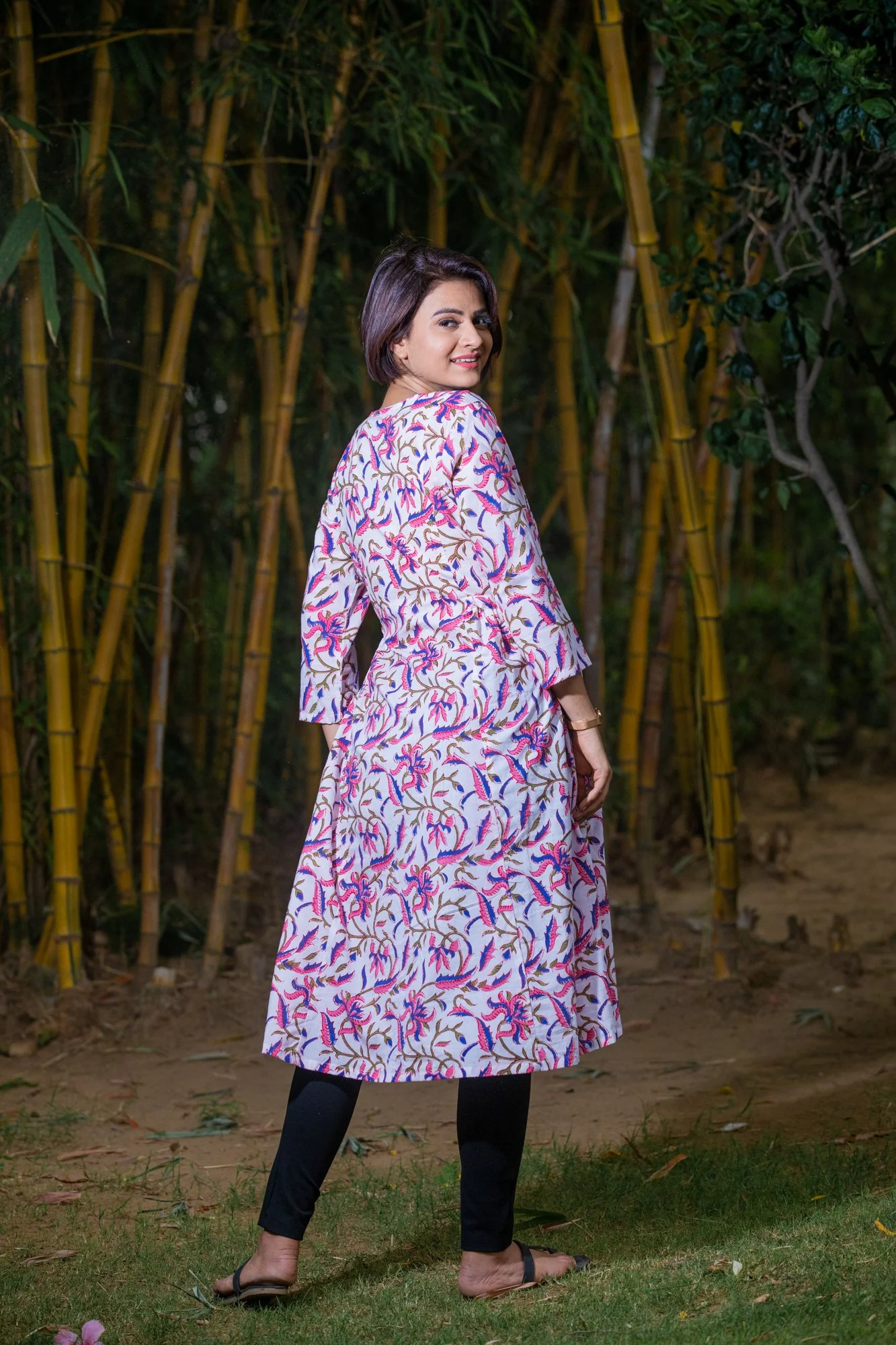 Salmon Floral Maternity & Nursing Kurta - Chenance