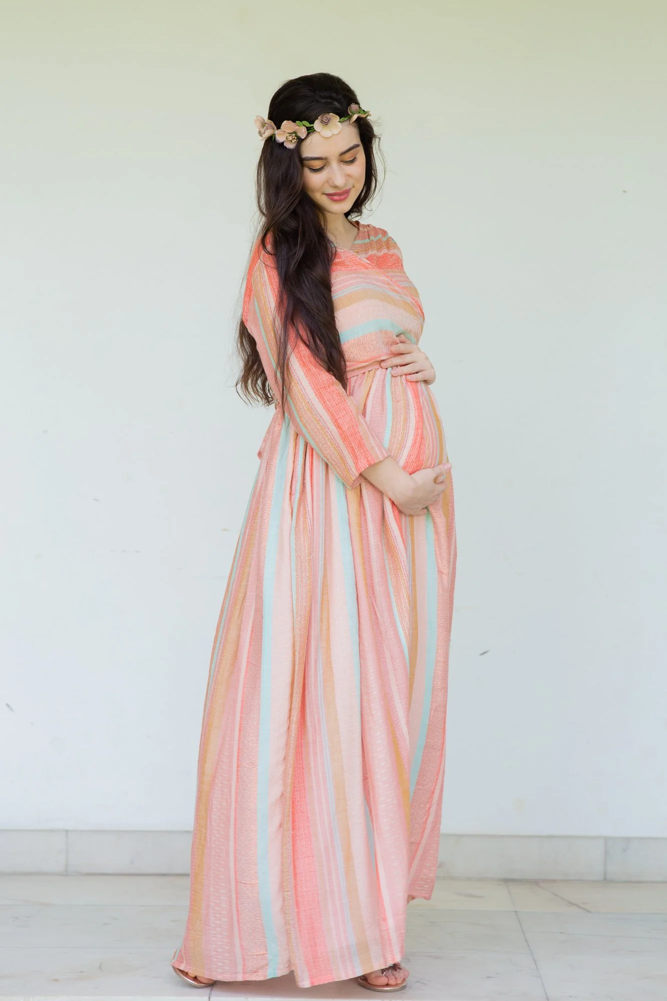 Striped Berry Maternity & Nursing Wrap Dress - Chenance