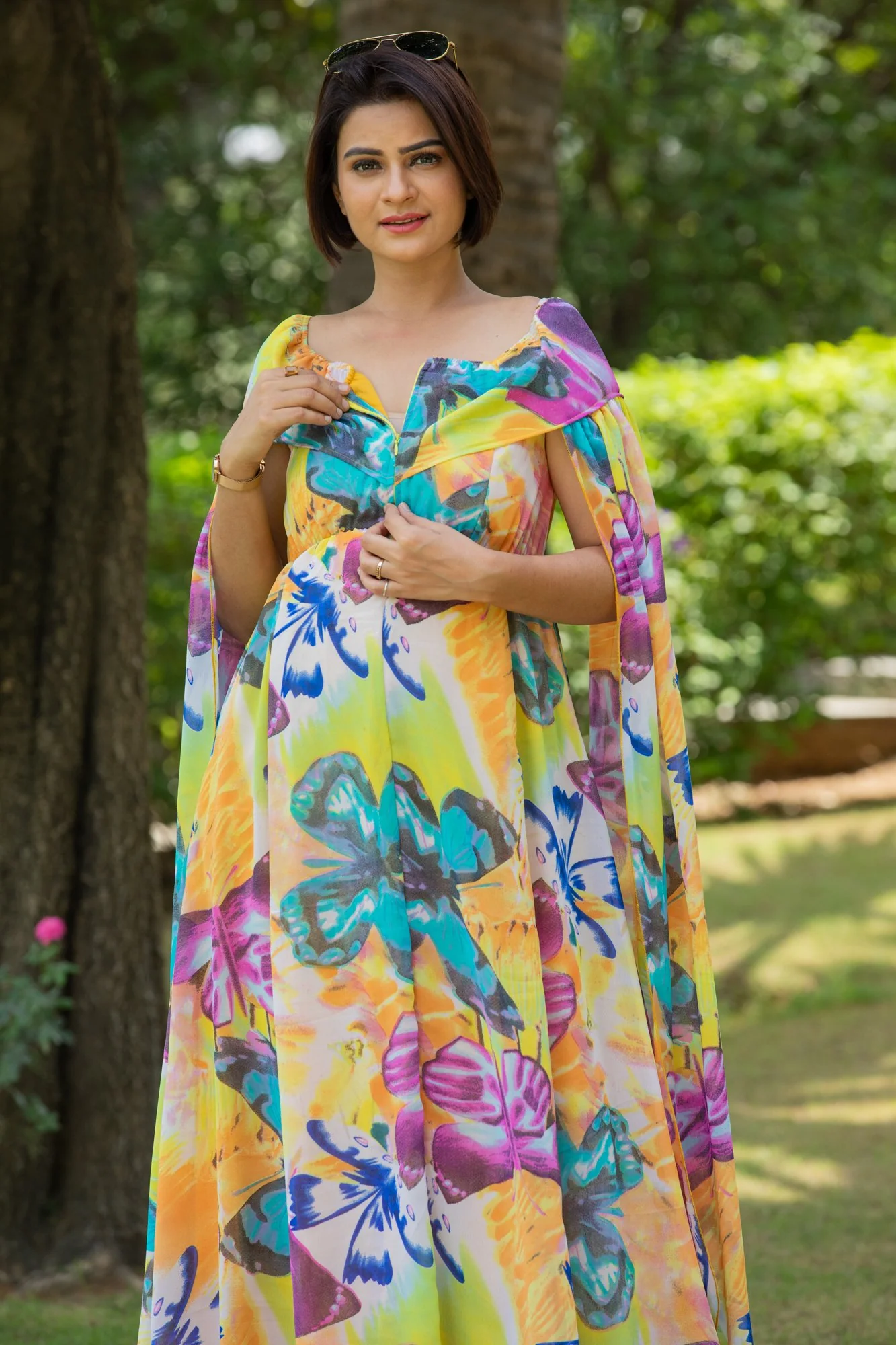 Butterfly Flying Sleeves Maternity & Nursing Dress - Chenance