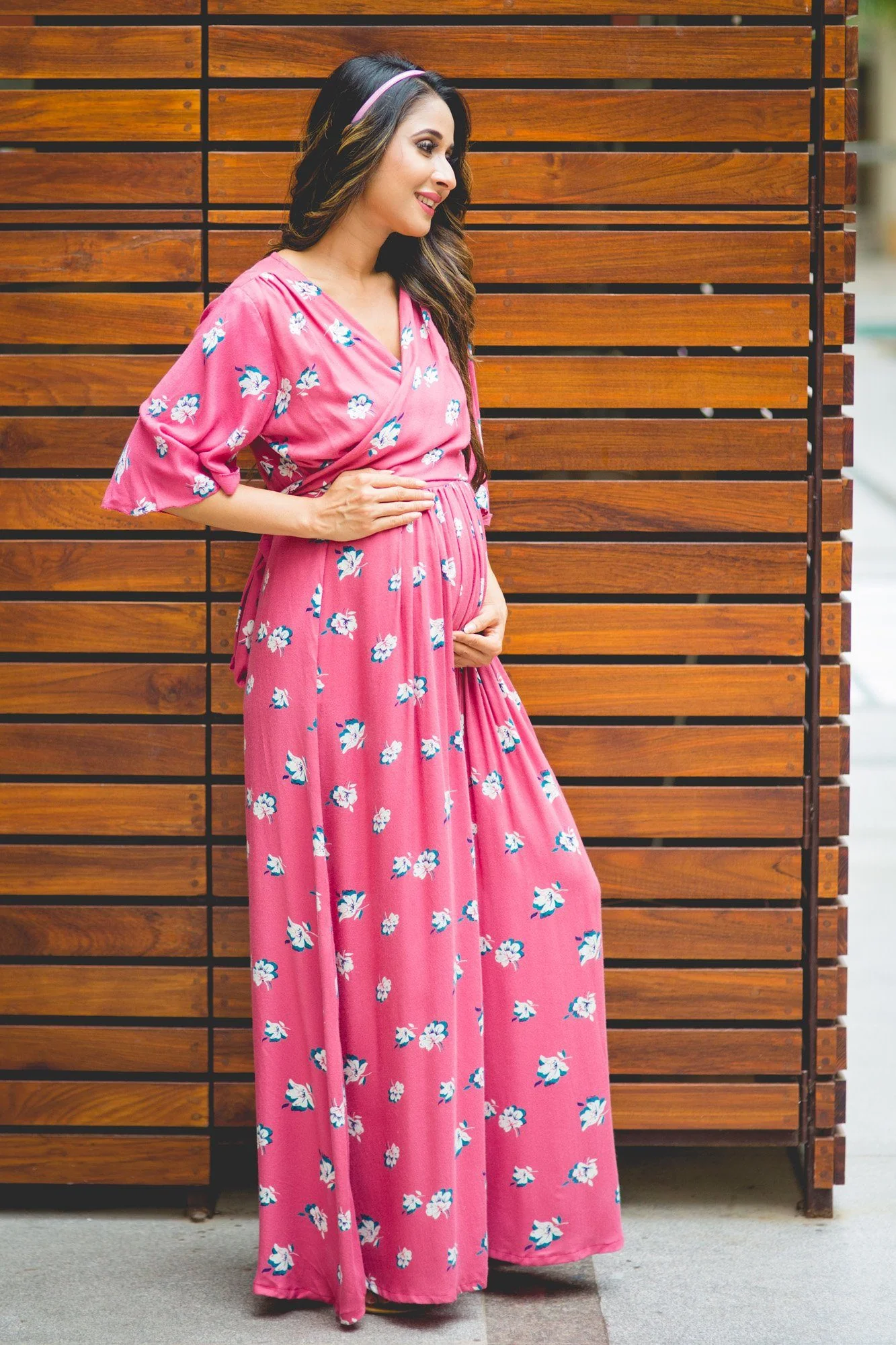 Pink Glow Lilly Maternity & Nursing Wrap Dress - Chenance