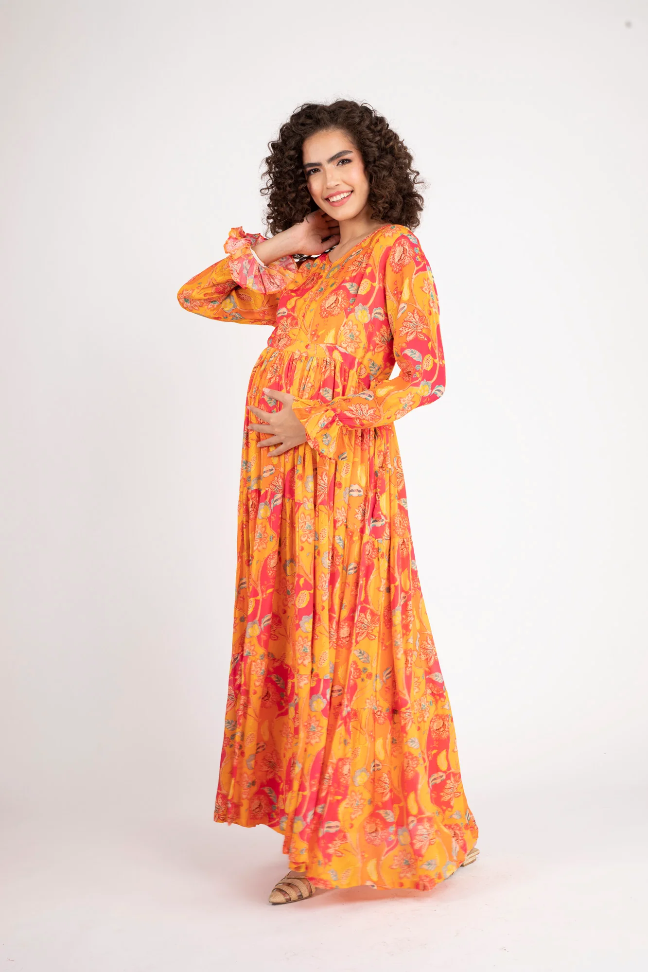 Pumpkin Red Maternity & Nursing Layer Dress - Chenance