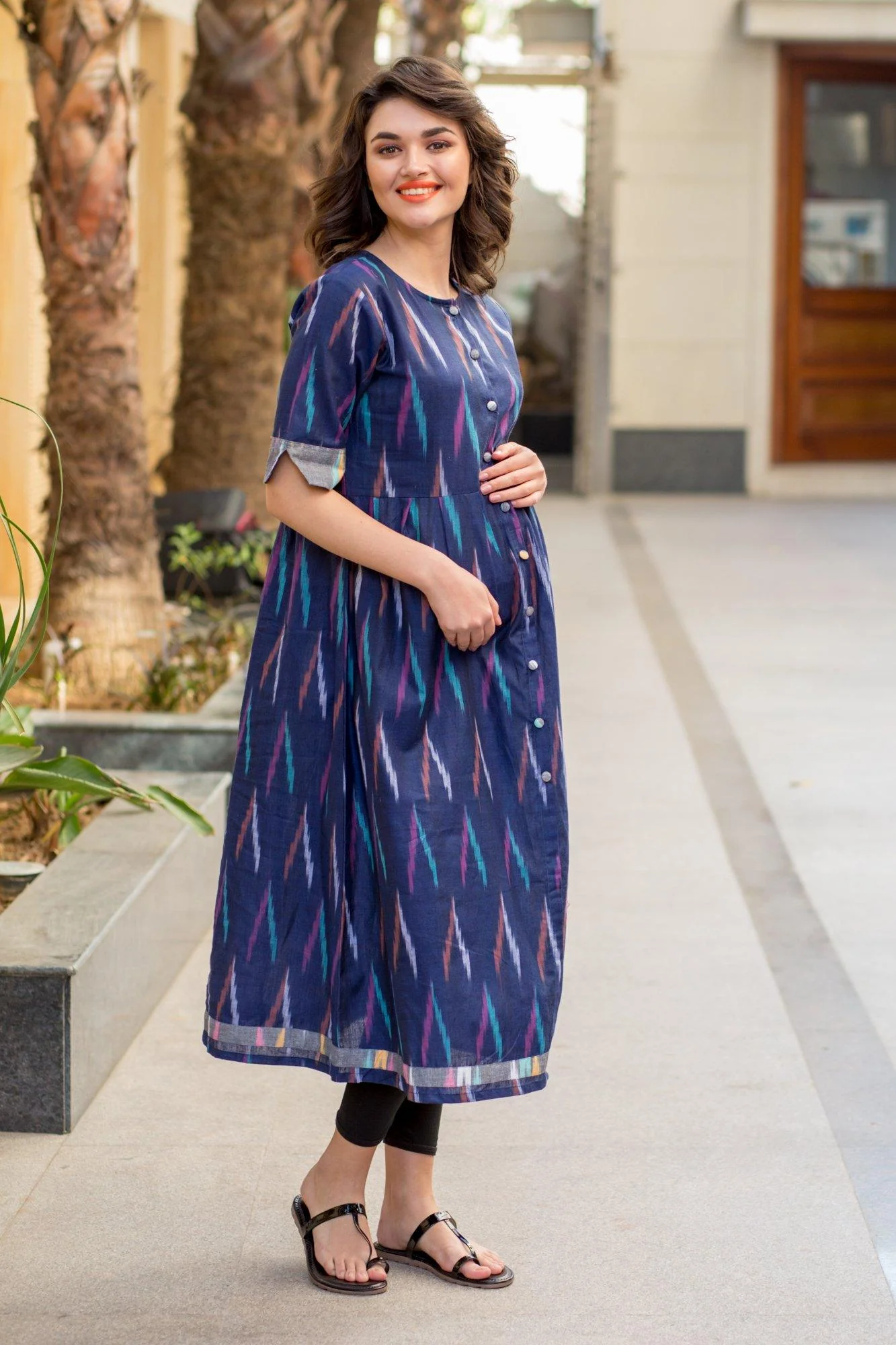 VIOLET IKAT MATERNITY AND NURSING KURTA - Chenance