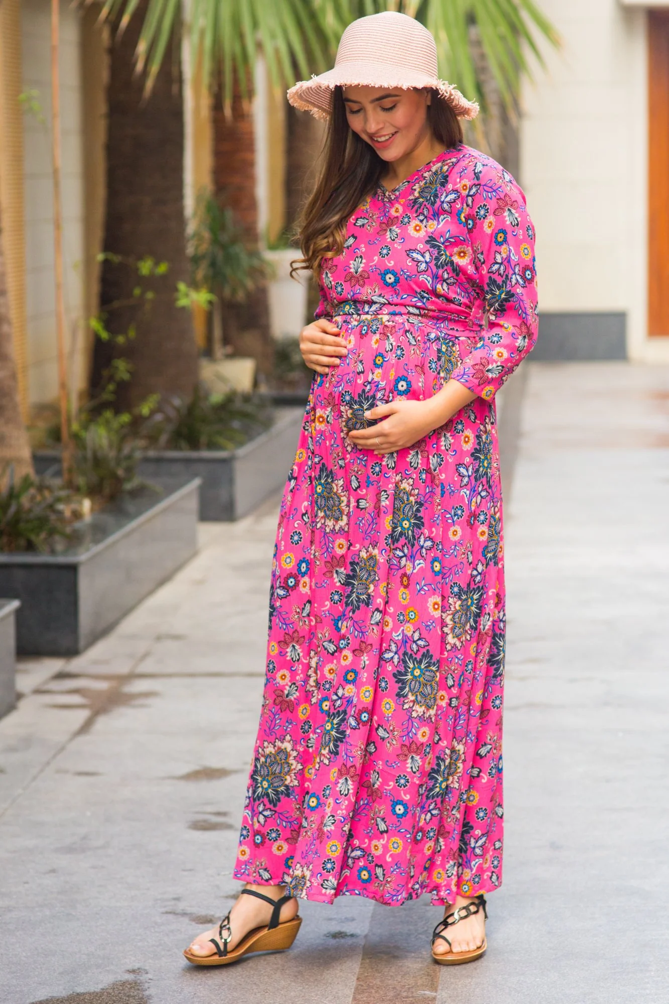 Taffy Pink Maternity & Nursing Wrap Dress - Chenance