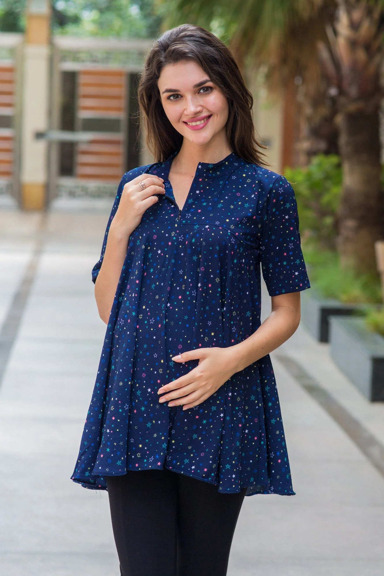 Sparkling Starry Flowing Nursing Top - Chenance