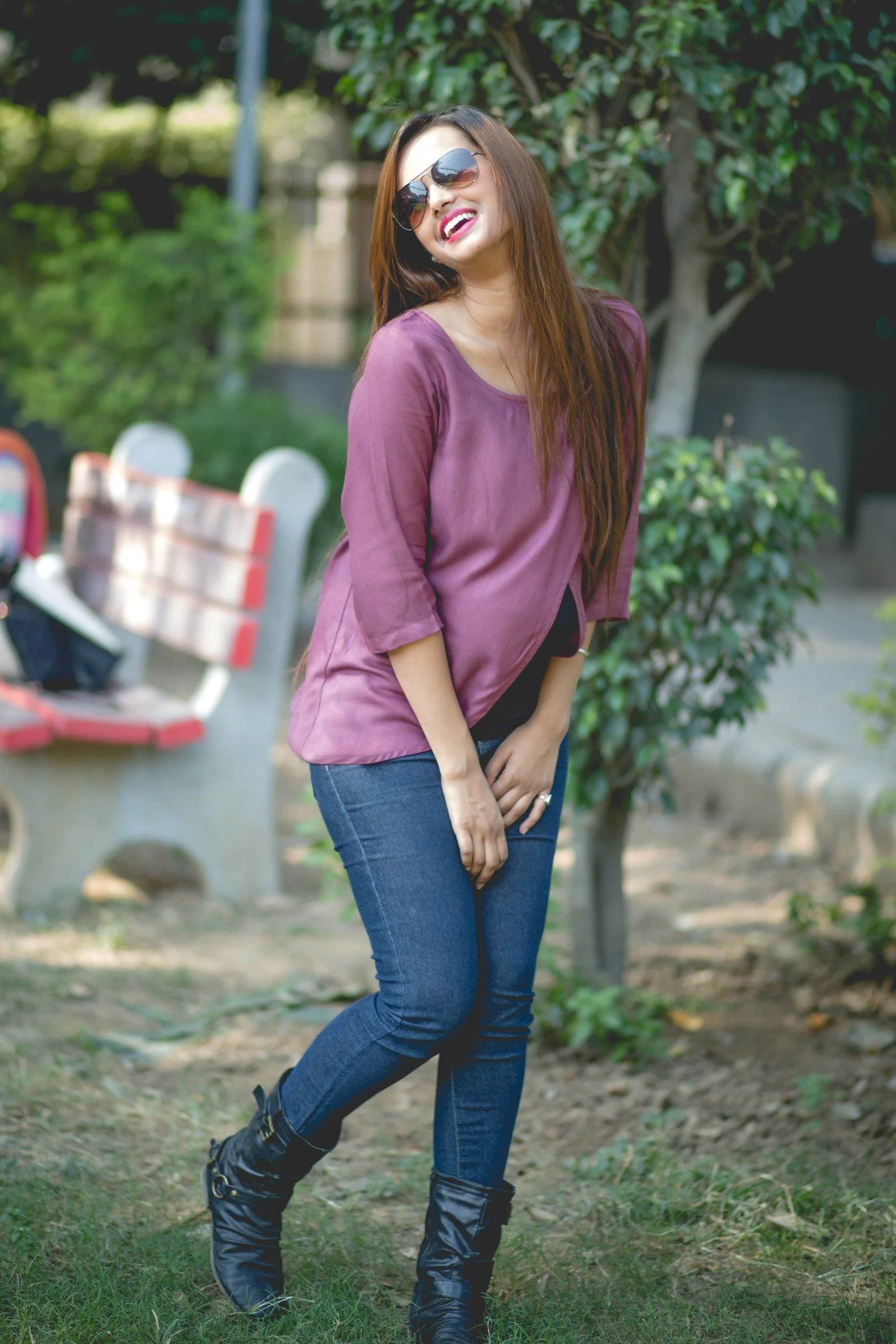 Purple Front Wrap Maternity Top - Chenance