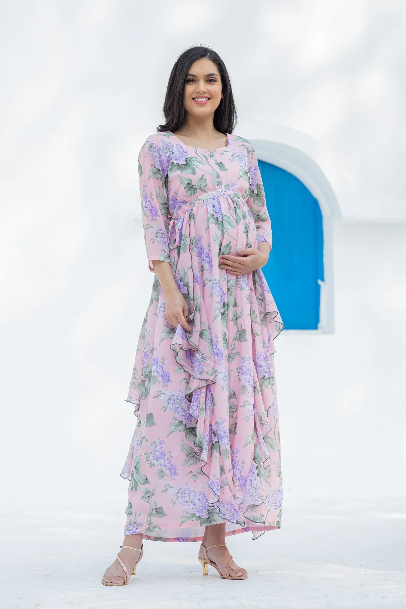 Serene Blossom Maternity & Nursing Flow Dress - Chenance