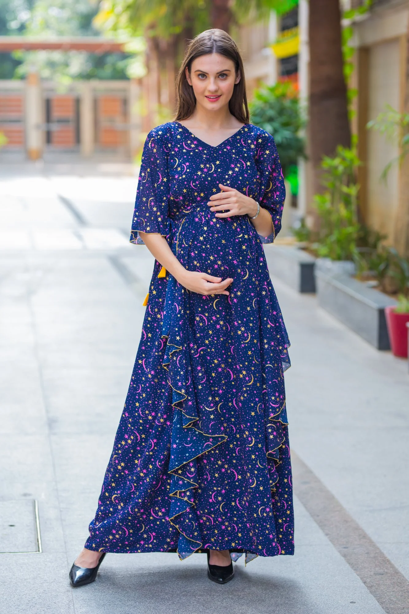 Luxe Milky Way Shimmer Maternity Flow Dress - Chenance