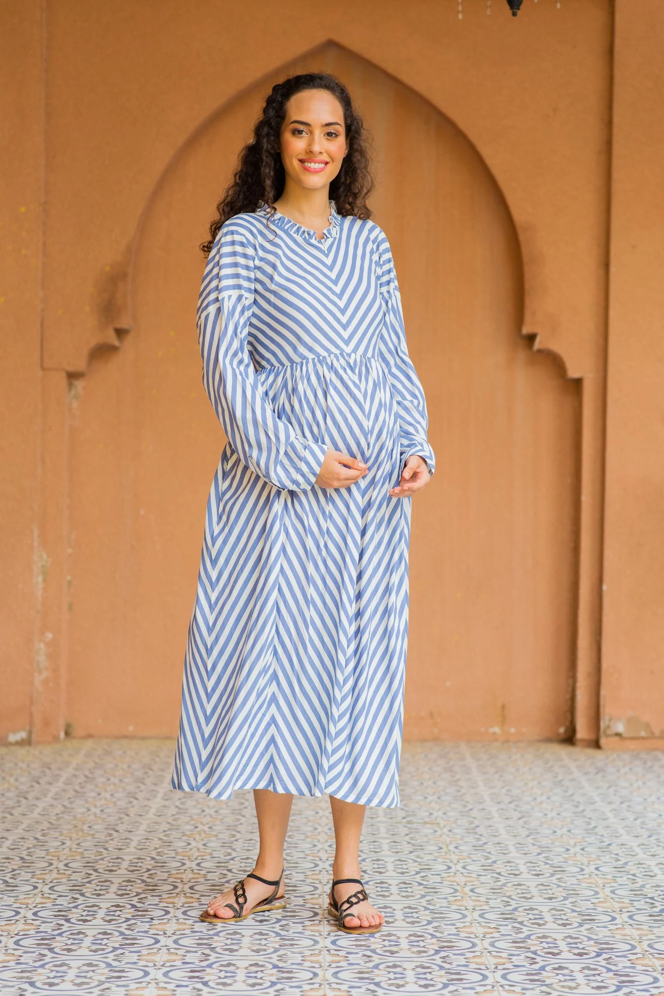 Spruce Classic Striped Maternity & Nursing Dress - Chenance