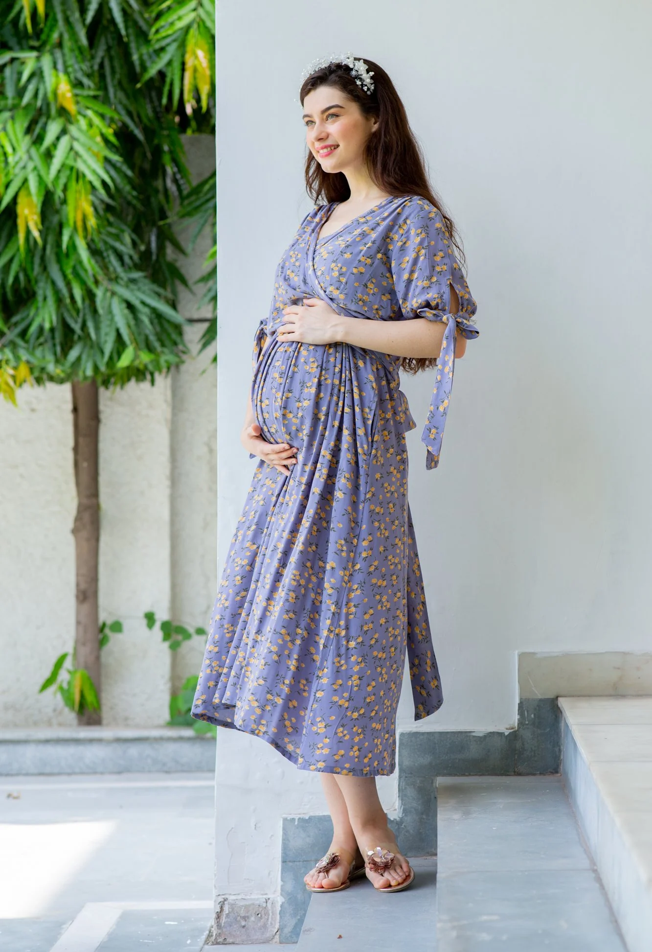 Mulberry Maternity & Nursing Midi Wrap Dress - Chenance