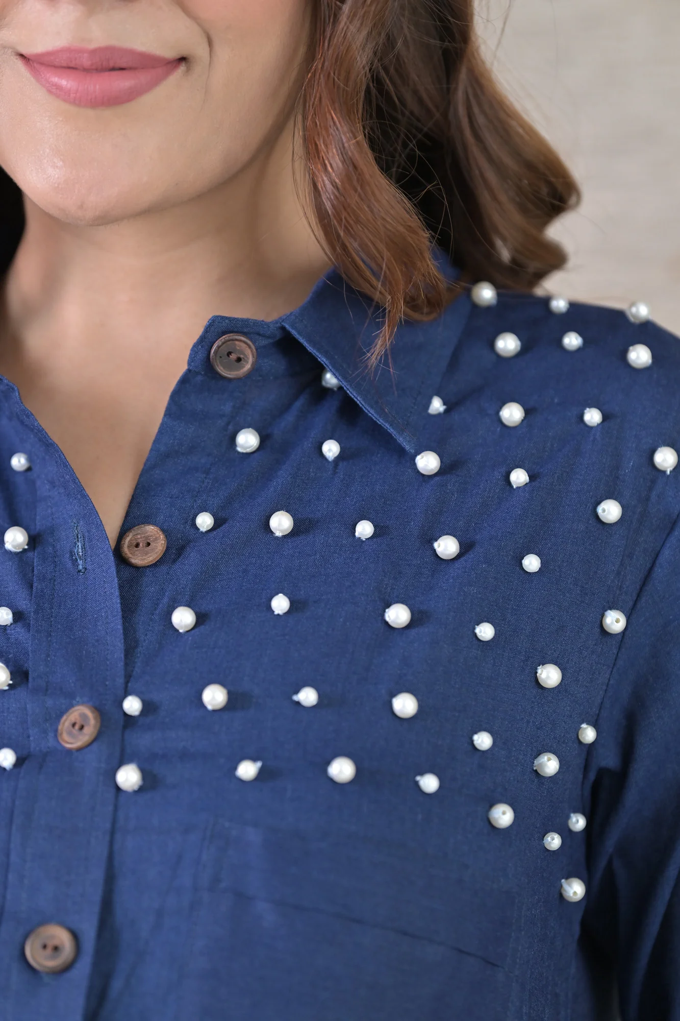 Pearl Denim Maternity & Nursing Coord Set (2 pc) (100% Cotton) - Chenance