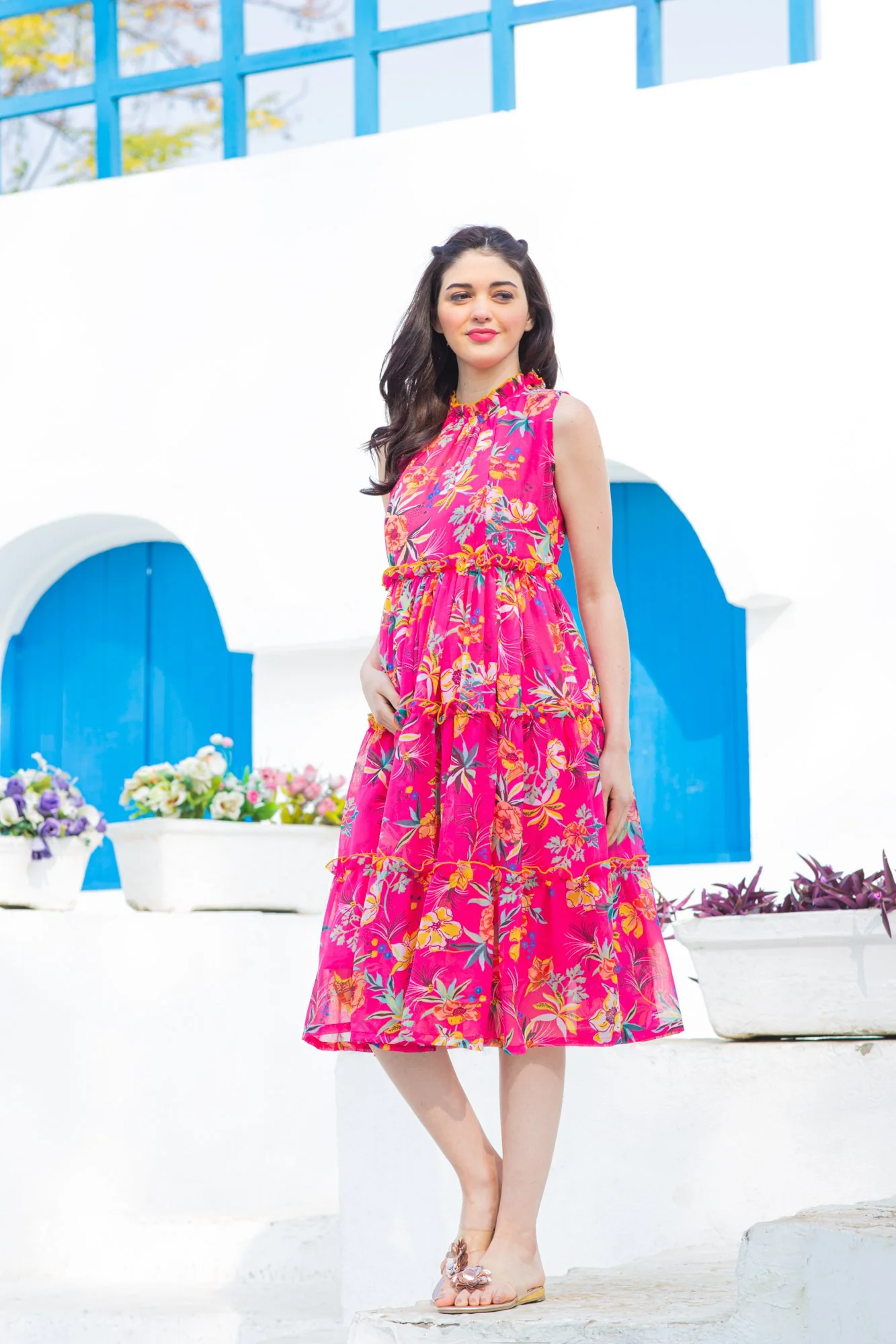 Pink Blush Maternity & Nursing Concealed Zips Frill Dress - Chenance