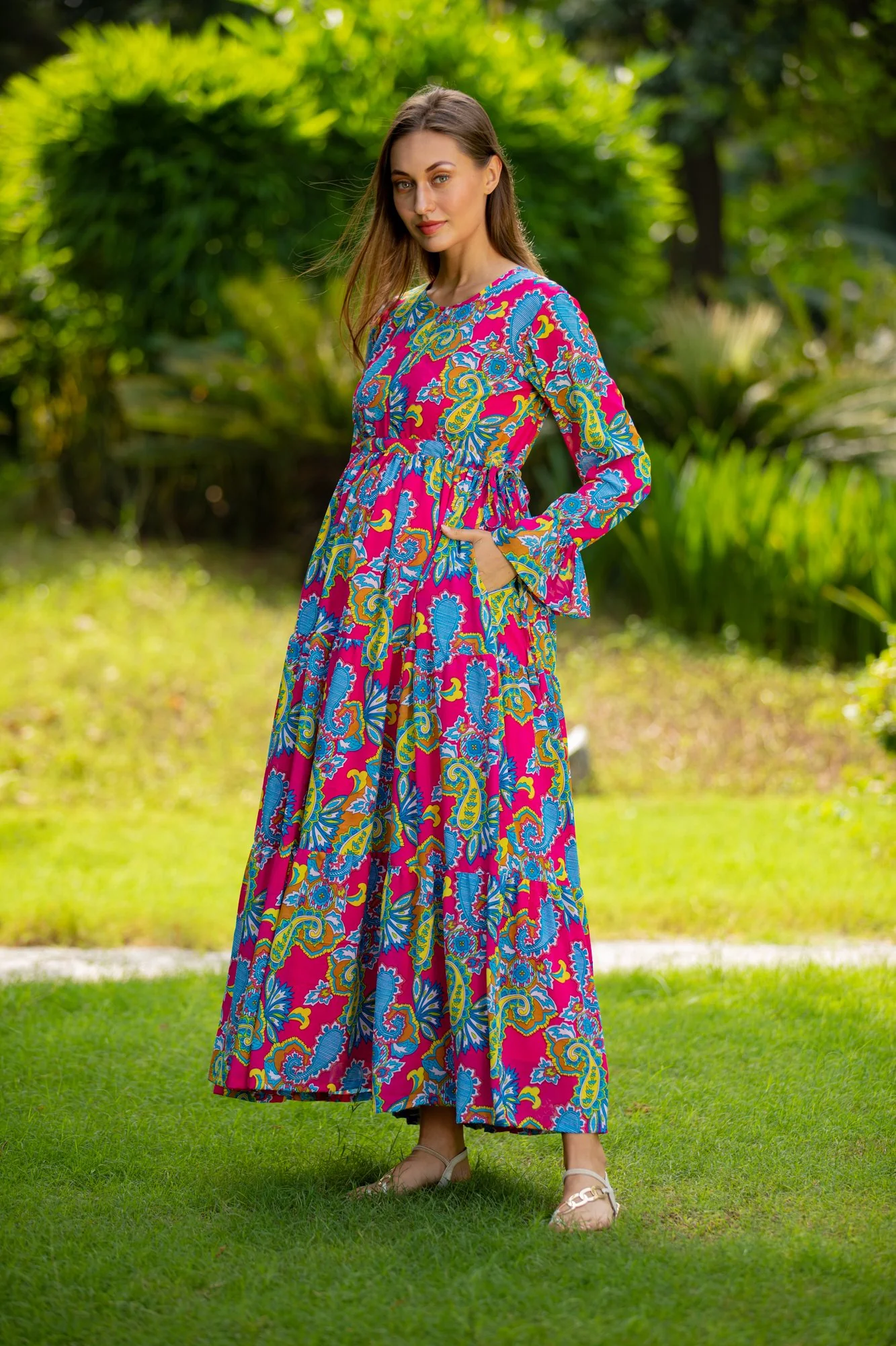 Rosy Paisley Floral Maternity & Nursing Layer Dress - Chenance