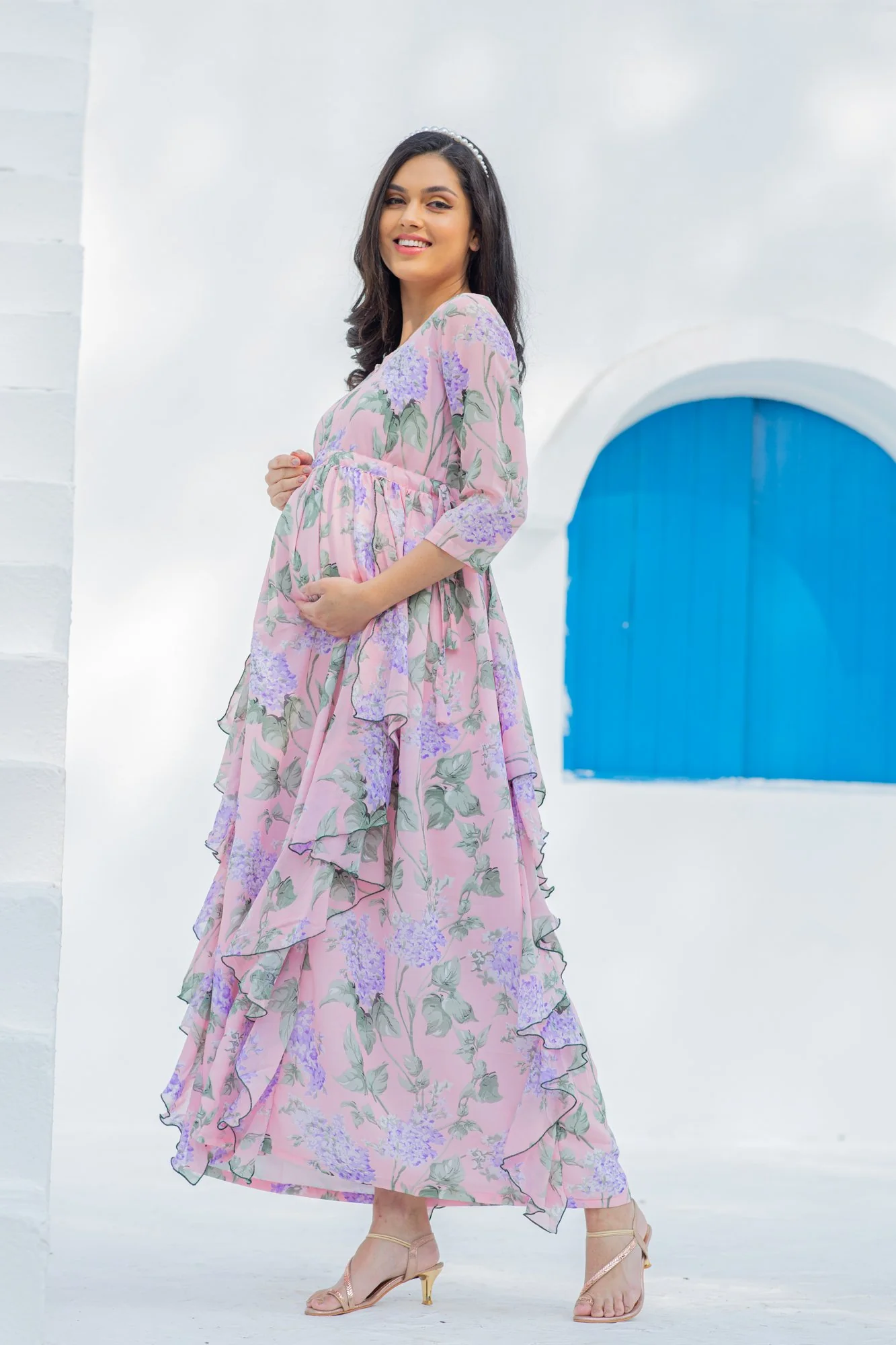 Serene Blossom Maternity & Nursing Flow Dress - Chenance
