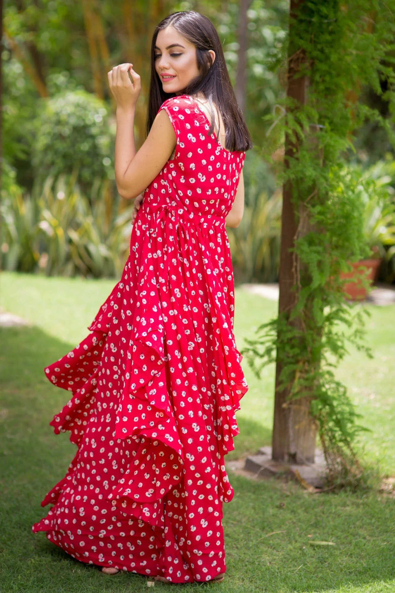 Luxe Cherry Red Floral Maternity Dress - Chenance
