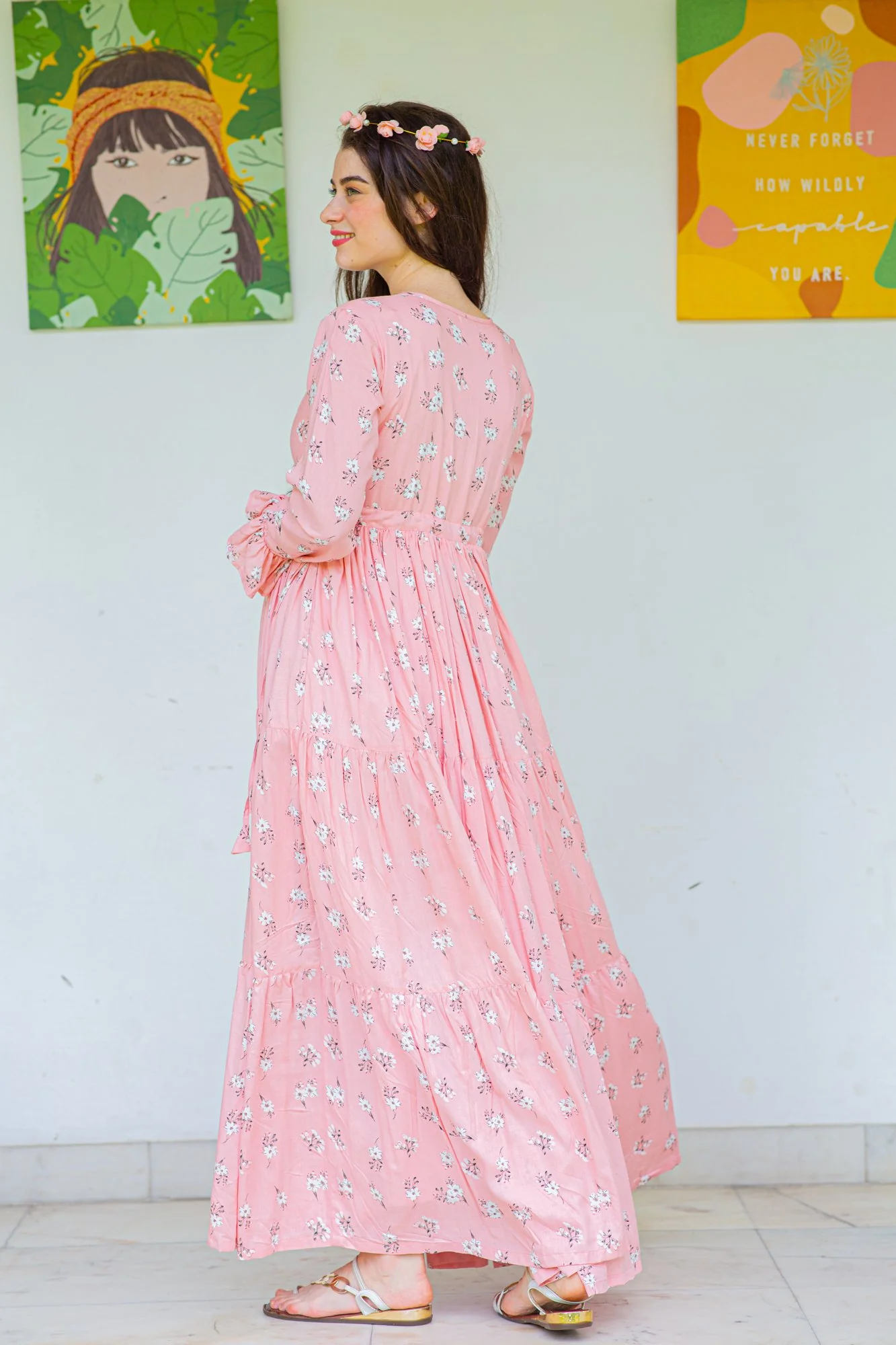 Spruce Floral Maternity & Nursing Layer Dress - Chenance