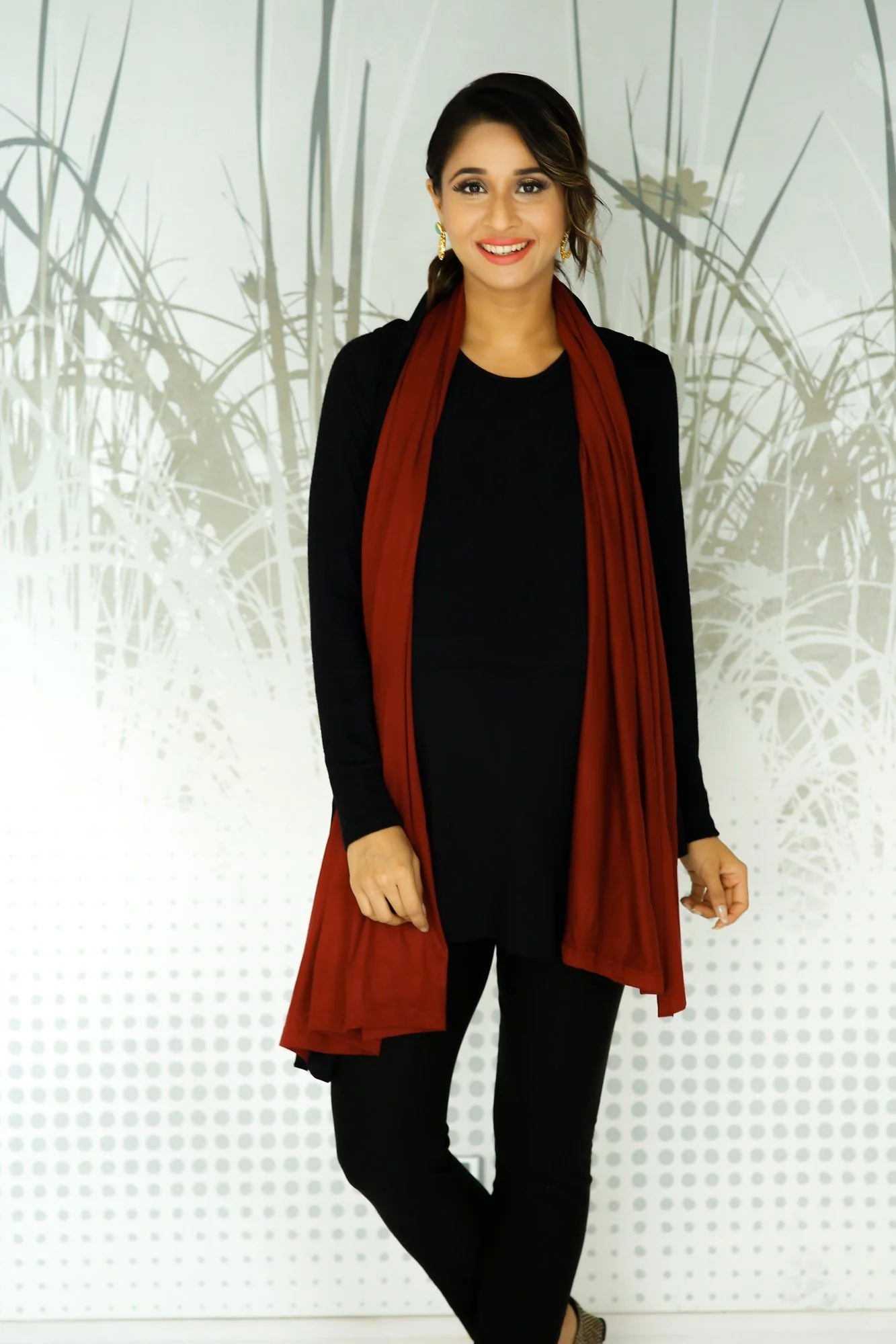 Stretchable Rust Maroon Versatile Nursing Stole - Chenance