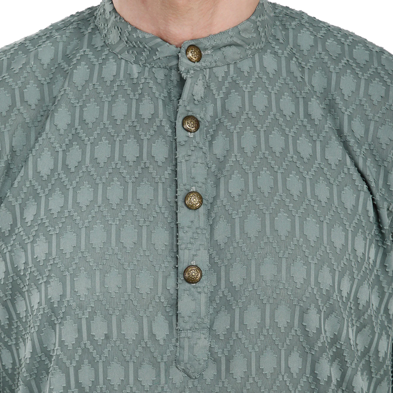 Men Classic Textured Grey Kurta - Chenance
