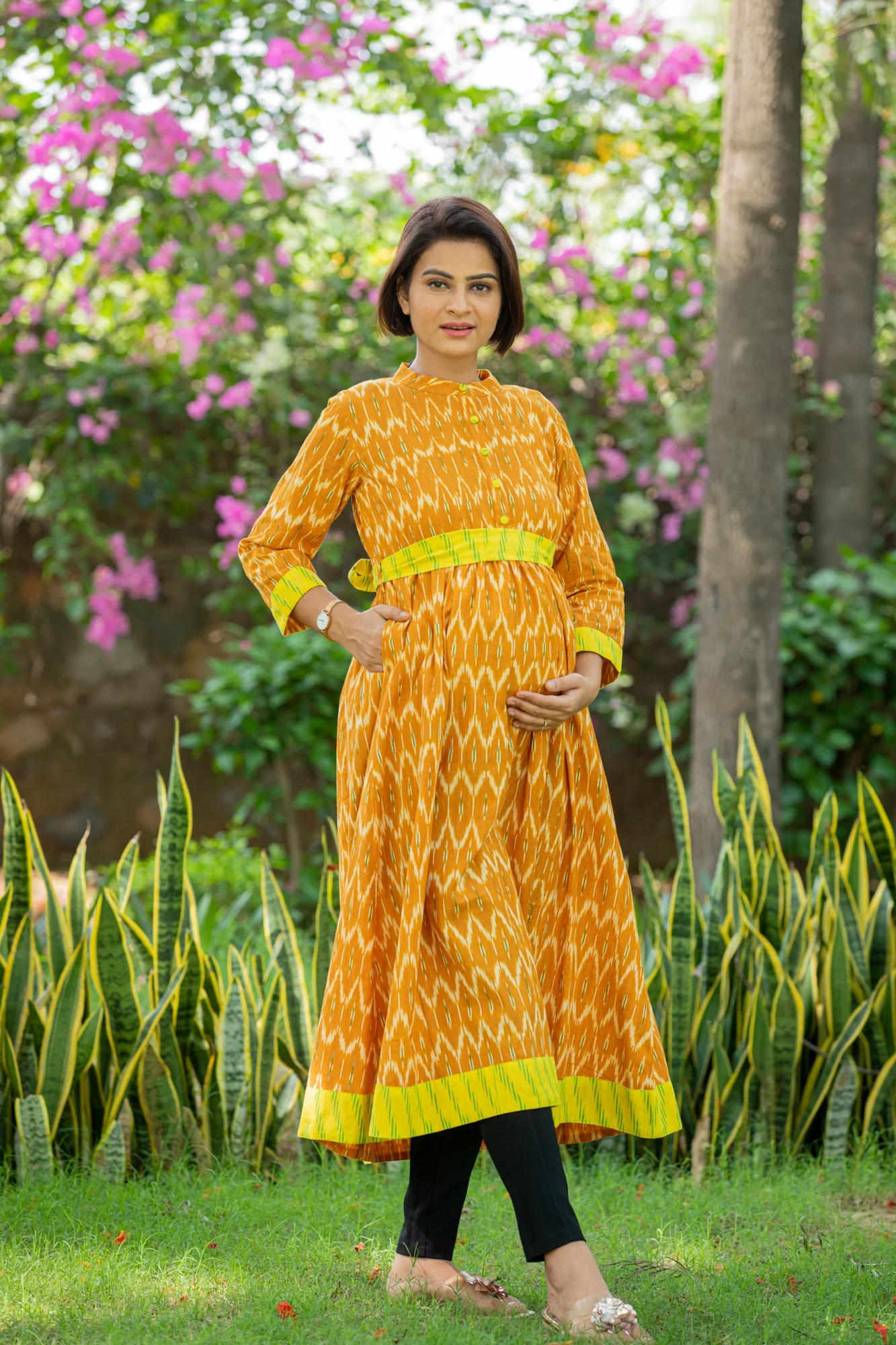 Rust Orange Maternity & Nursing Kurta - Chenance