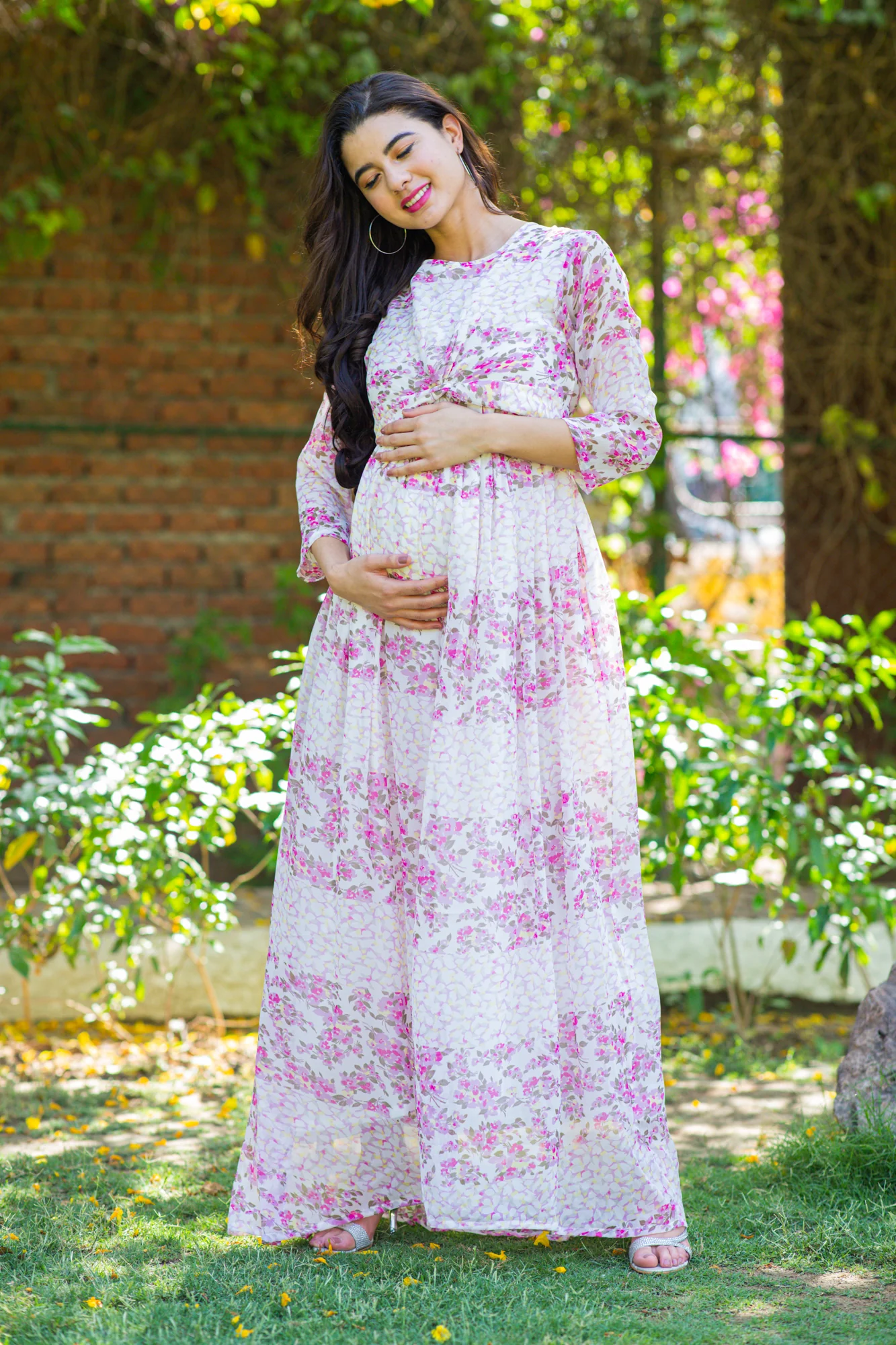 Luxe Rosy Pink Maternity Knot Dress - Chenance