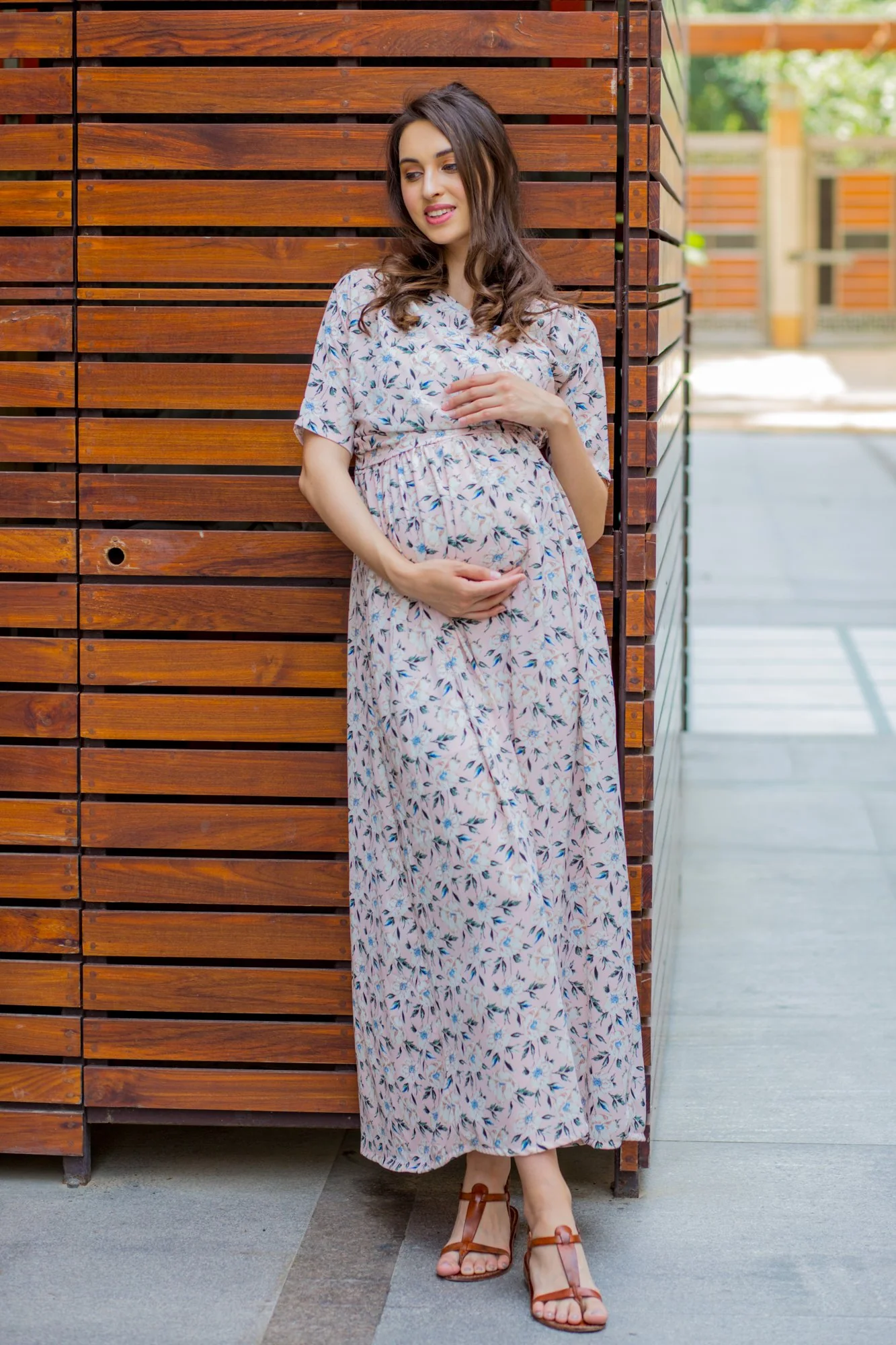 Pristine Pink Maternity & Nursing Wrap Dress - Chenance