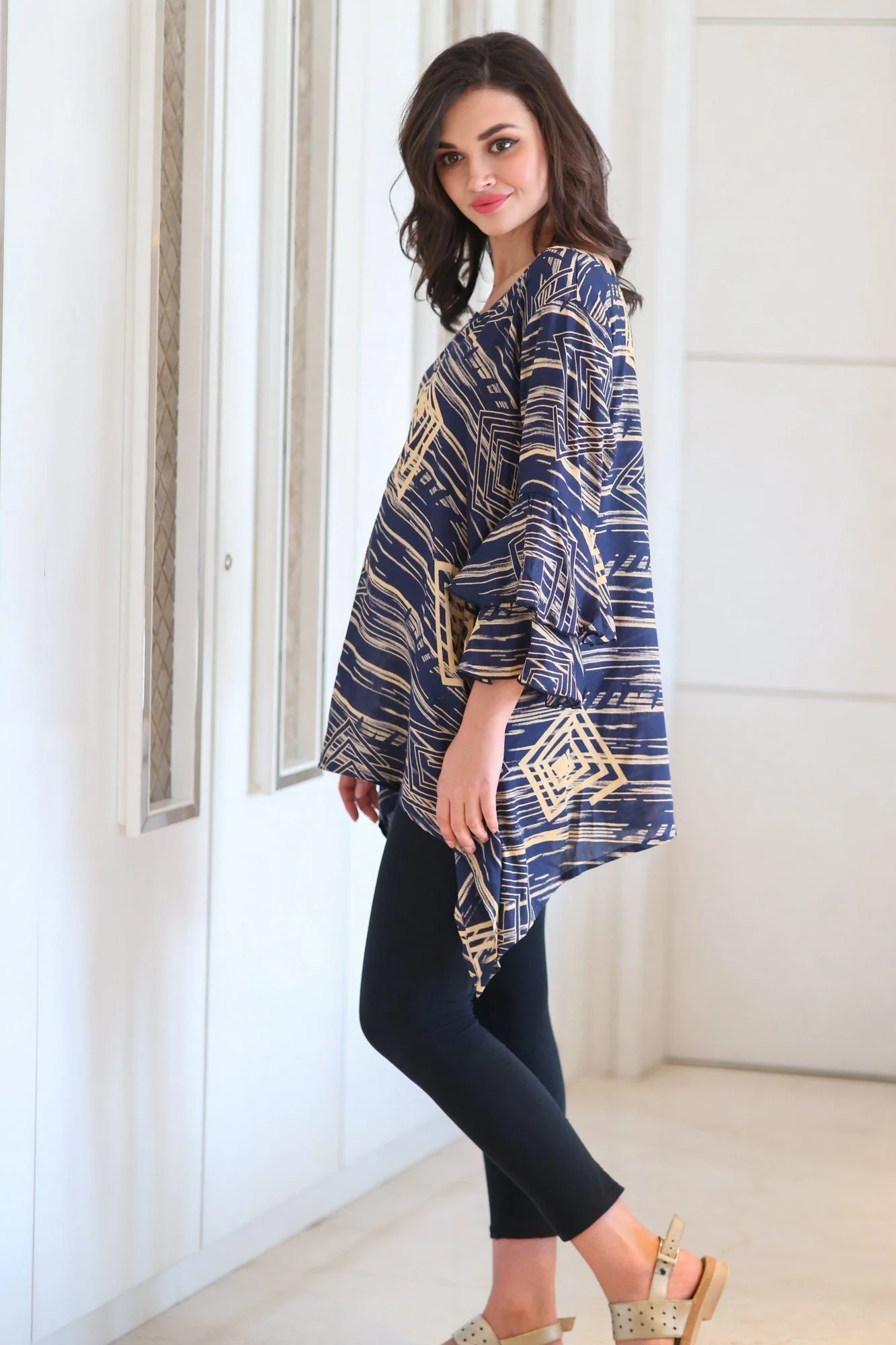 Abstract Indigo Maternity & Nursing Top - Chenance